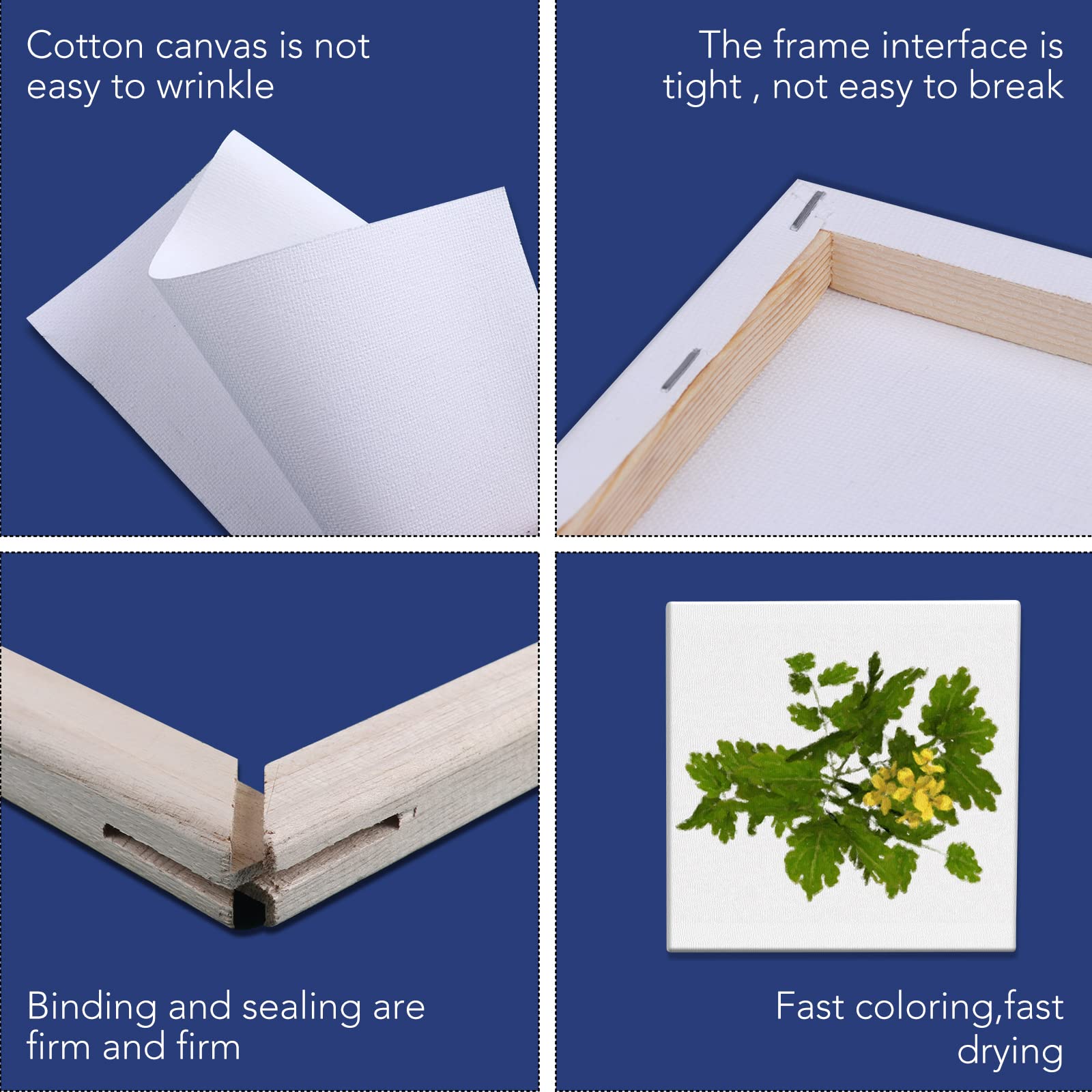 ESRICH Mini-Leinwand, 12 Stück, 10,2 x 10,2 cm, 1,2 cm Profil-Kunst-Leinwände zum Malen, 100% Baumwolle, kleine, professionelle gespannte Leinwand für Kinder und Kunstbedarf, für Acryl, Öle und