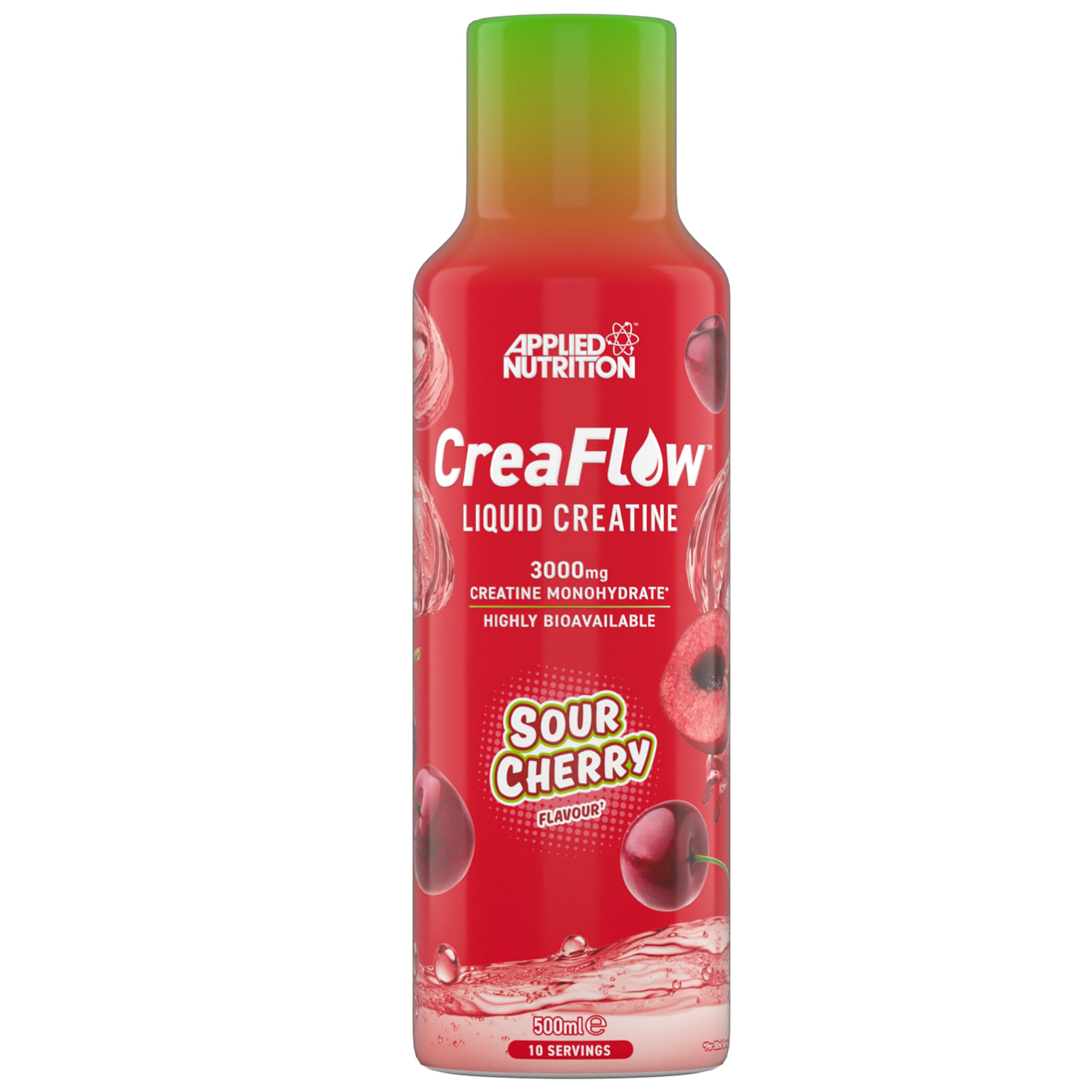 Applied Nutrition CreaFlow™ Créatine Monohydrate Liquide, 3000 mg de Créatine par Portion, Absorption et Performances Élevées, Force Musculaire, 500 ml (10 Portions) (500ml, Sour Cherry)
