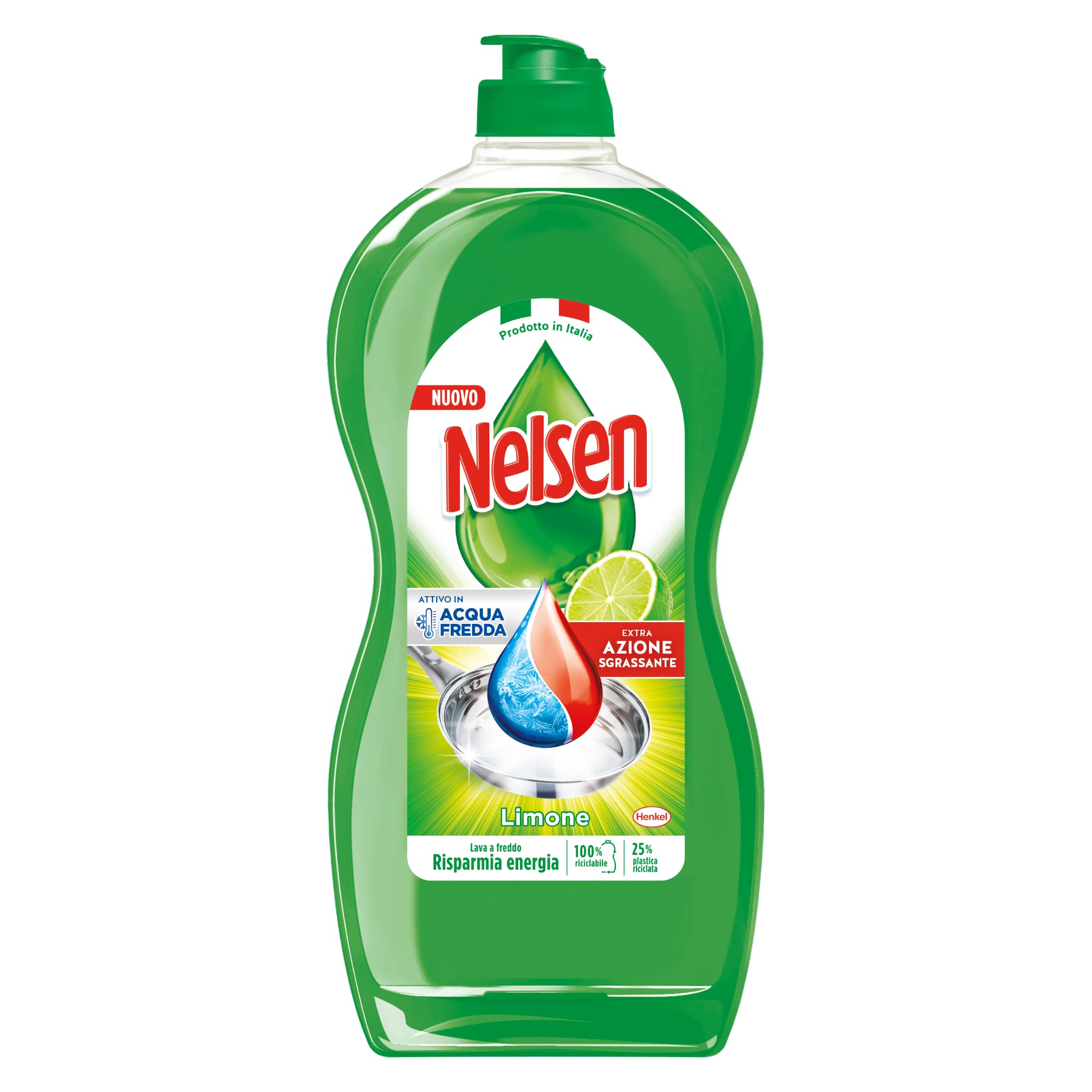 Nelsen Classico Limone, Detersivo per Piatti a mano, sgrassa a fondo con Azione Rinfrescante sulle Stoviglie, confezione risparmio da 12 flaconi da 850 ml
