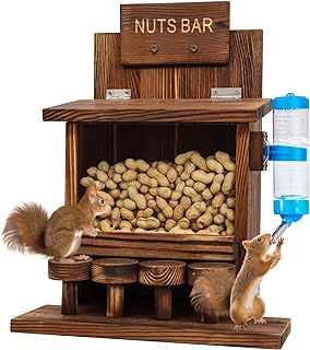 Squirrel Feeders for Outside Tree Wooden Squirrel Picnic Table Feeder for Corn Peanut Hanging