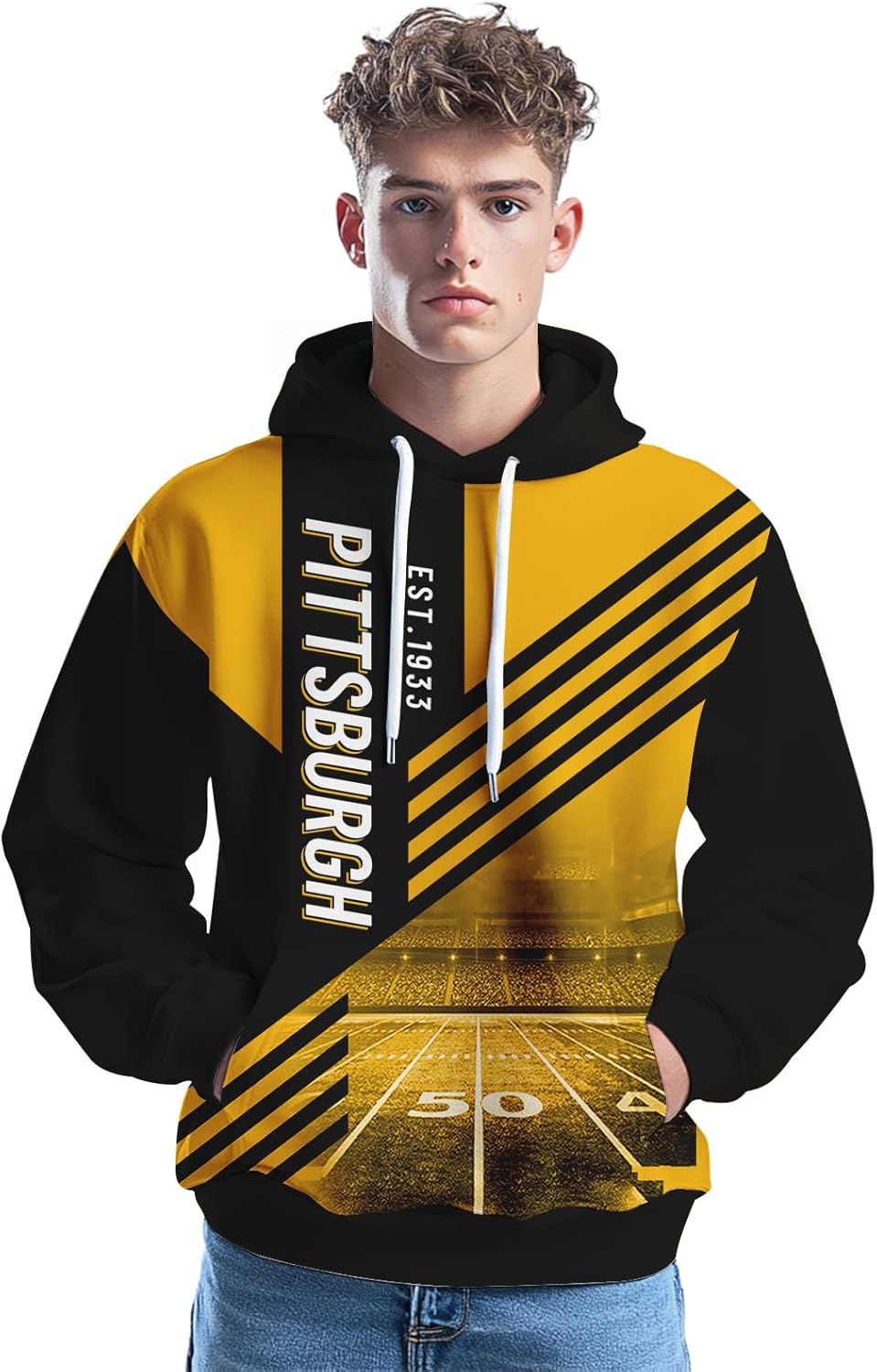 Men's Football Hoodie Long Sleeve Pullover Sweatshirt Game Day Apparel City Team Fan Hoodies Gift S-2XL - Image 2