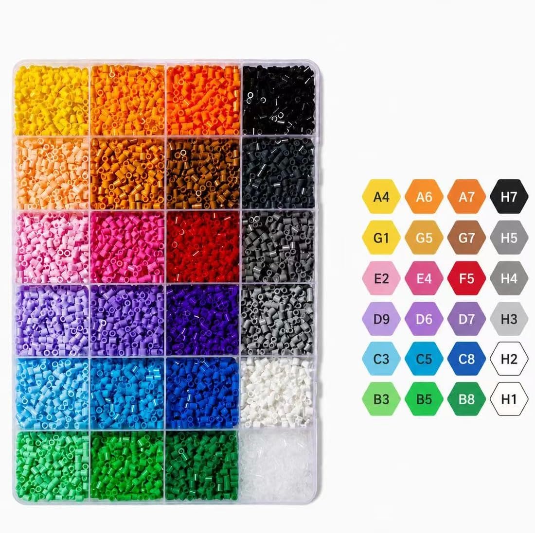 13000+ Pieces, 2.6mm Fuse Beads for Adults, 24 Colors, 500+ Beads of Each Color, Fuse Beads Refill Box Kit, DIY Pixel Art Craft Set for Handmade Gifts, Decor and Creative Projects(No Other Tools)