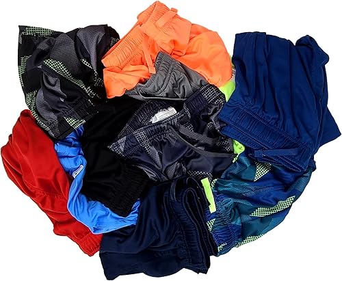 Miniatura 7 de Andrew Scott Pack de 7 pantalones cortos deportivos de baloncesto estilo malla de rendimiento activo para niños, Paquete de 7 bolsillos de contraste