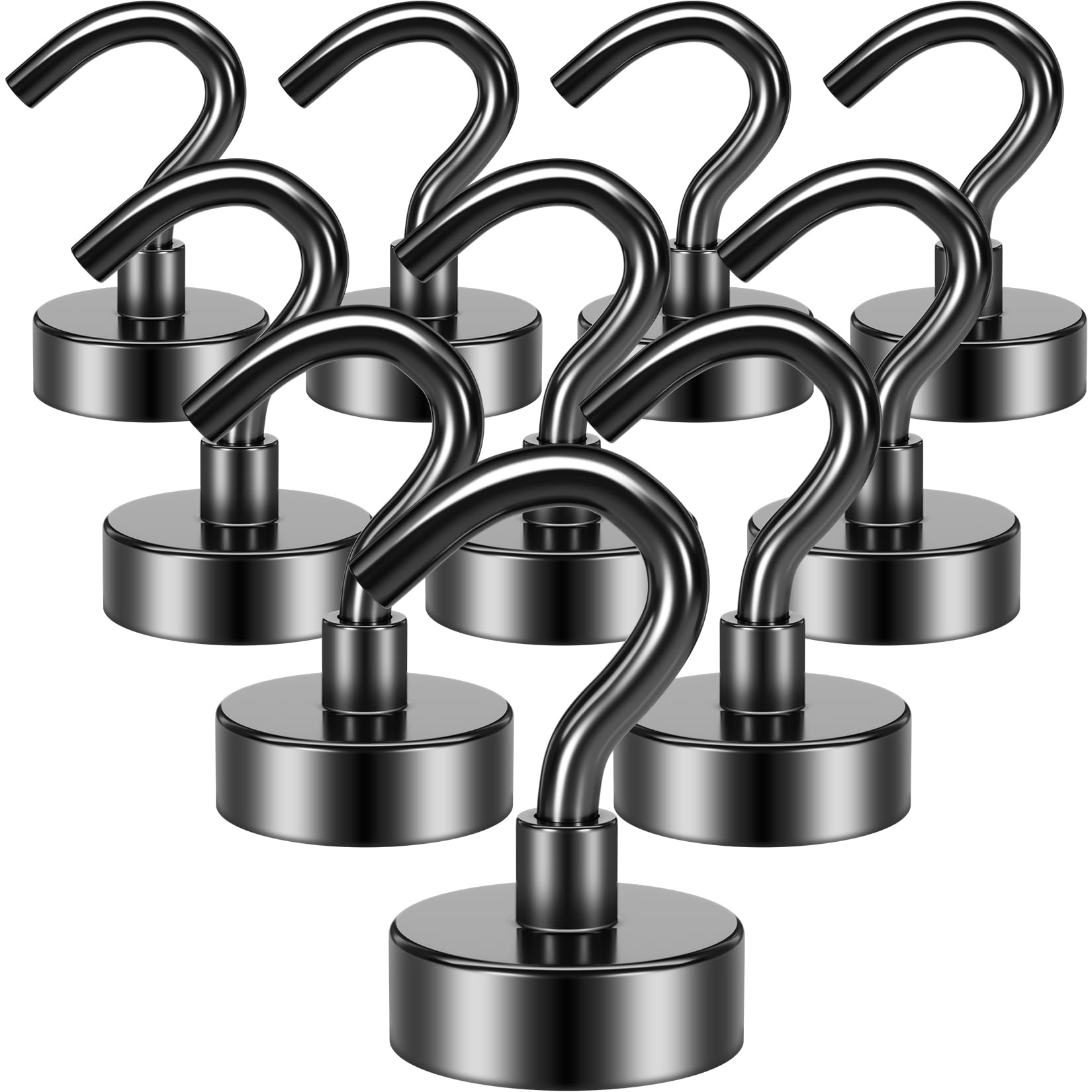 Grtard Black 10 Pack Magnetic Hooks, 22 Lb+ Strong Neodymium Magnet Hook, Magnet With Hooks For Cruise, Bathroom, Kitchen, Workplace, Office, Garage, Bbq Grill