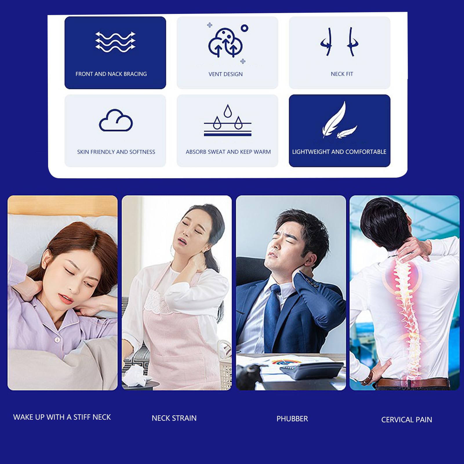 Cervical Collar, Neck Support Brace Reduces Neck Pain Soft and Ergonomic Texture for Sleeping (L)