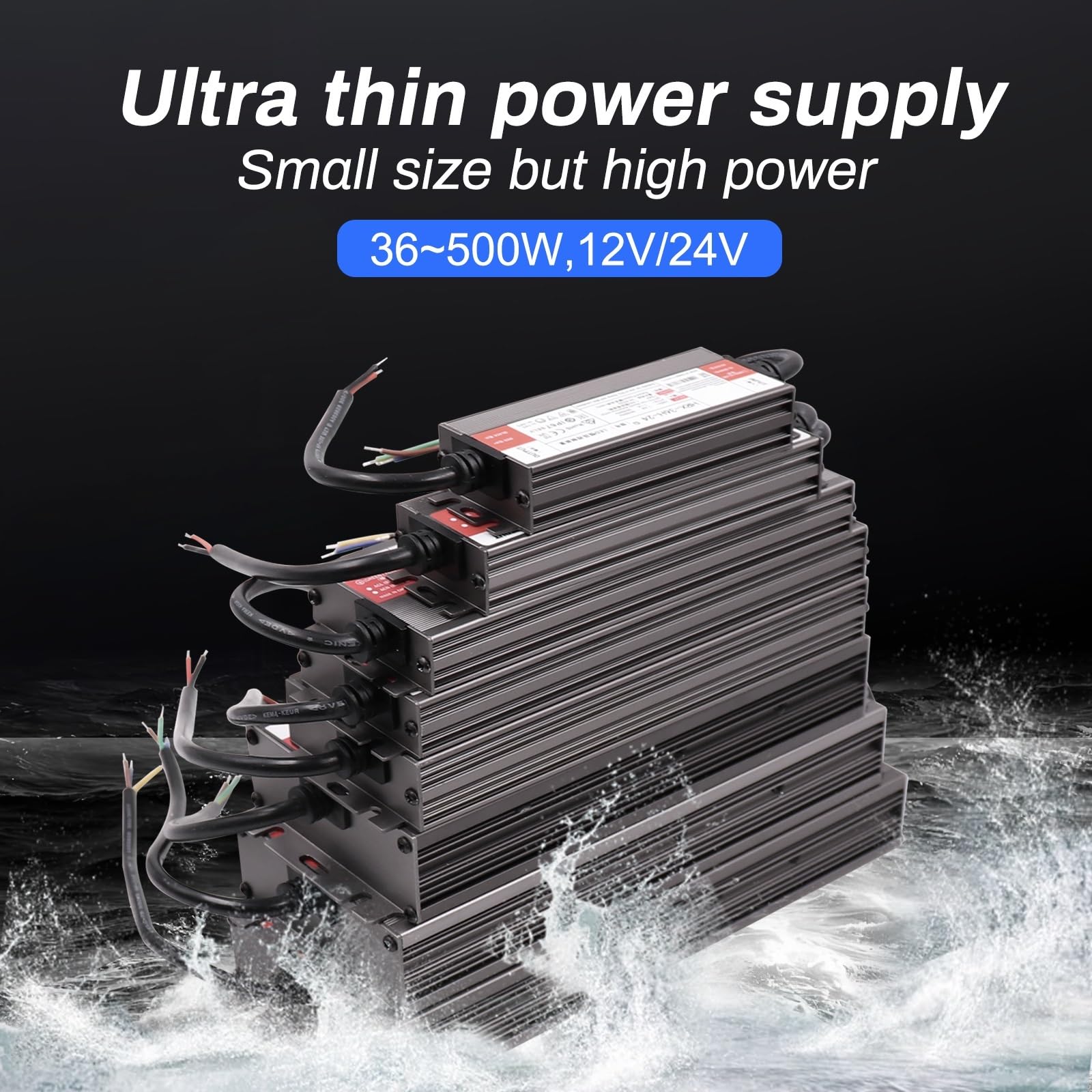 Driver LED impermeabile IP67 Alimentatore a tensione costante 12V 24V Trasformatore in alluminio(600W (170V-240V),DC 24V)