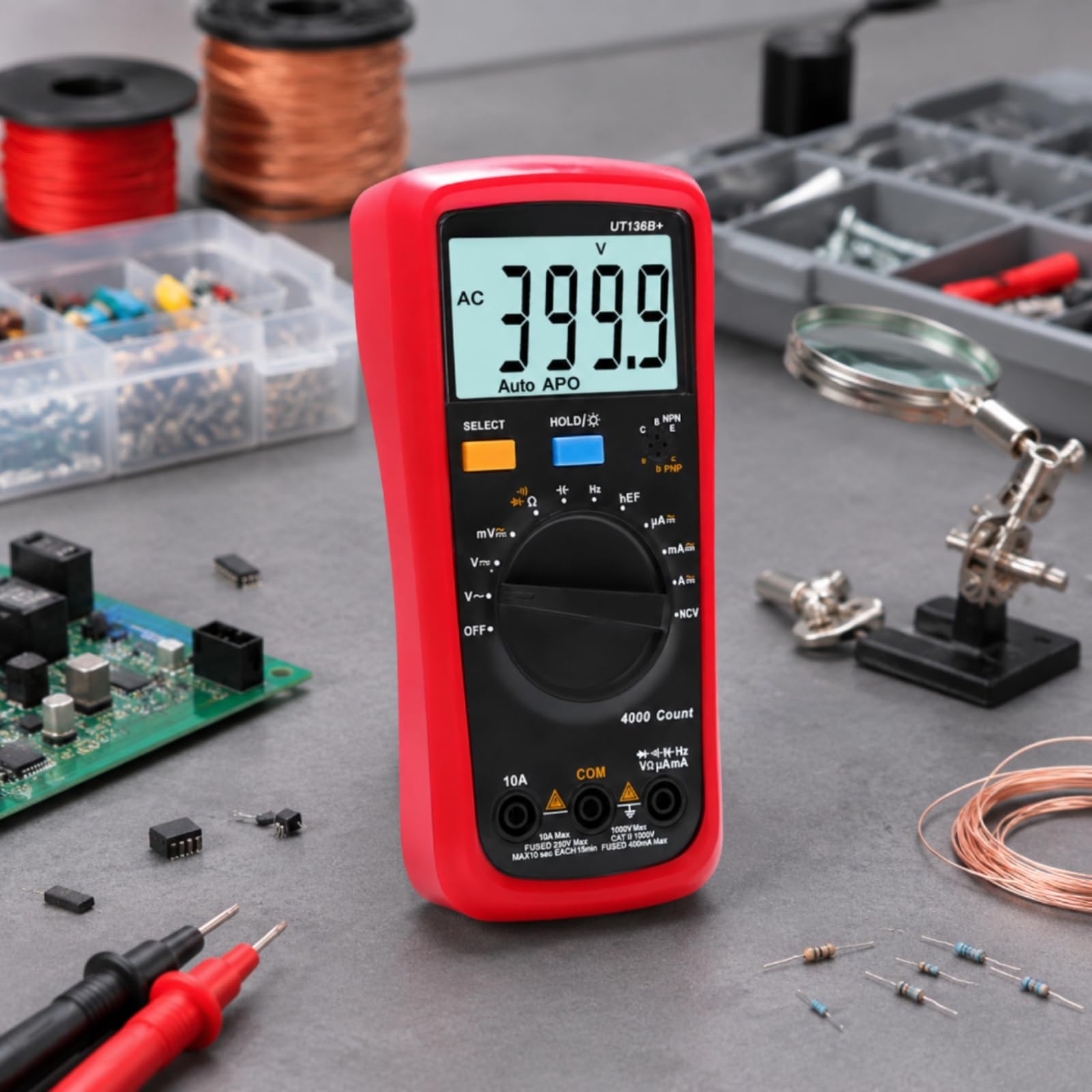 Strumento di Elettrico Compatto Multimetro con Selettore Giratório Tester Elettrico per Tecnici