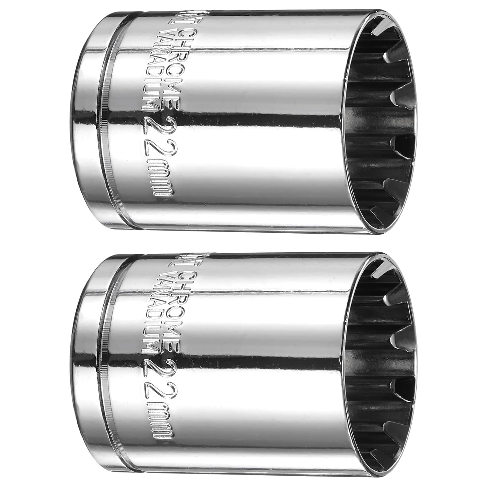 TA-VIGOR 2Pcs 12 Point Socket 1/2" Drive by 22mm Metric Shallow Socket Chrome Vanadium Steel, 1/2 Sockets with Polished Chrome Finish for Ratchet Wrench, Mechanical Maintenance DIY Tool