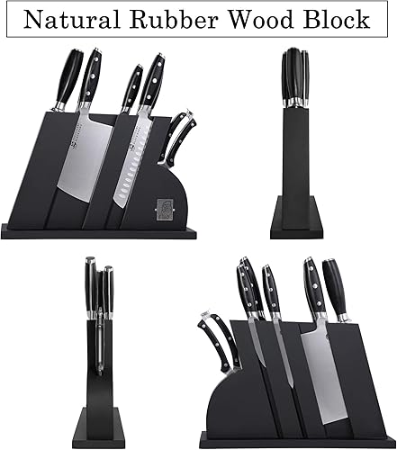 Miniatura 3 de TUO Juego de cuchillos de cocina – Juego de 8 cuchillos con bloque de madera, tijeras de acero para afilar incluidas – Juego de bloques de cuchillos