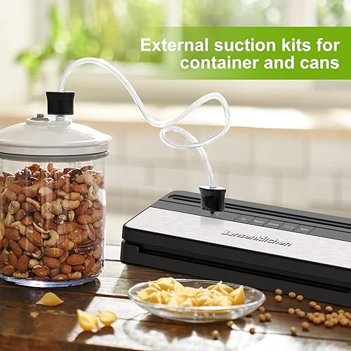 Miniatura 5 de Máquina selladora al vacío con cortador máquina selladora al vacío de alimentos sistema de sellado de aire con iniciador kit de sellado de alimentos