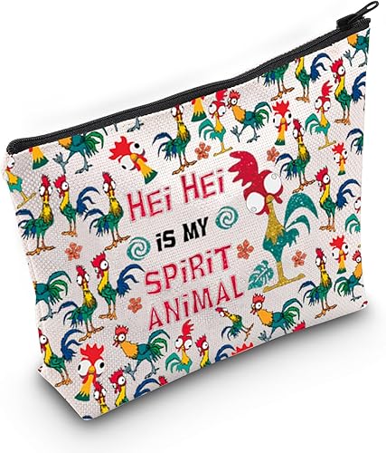 LEVLO Moana Hei Hei - Bolsa de maquillaje para cosméticos, regalo para amantes de Hei Hei Hei Is My Spirit Animal Maquillaje Bolsa con cremallera