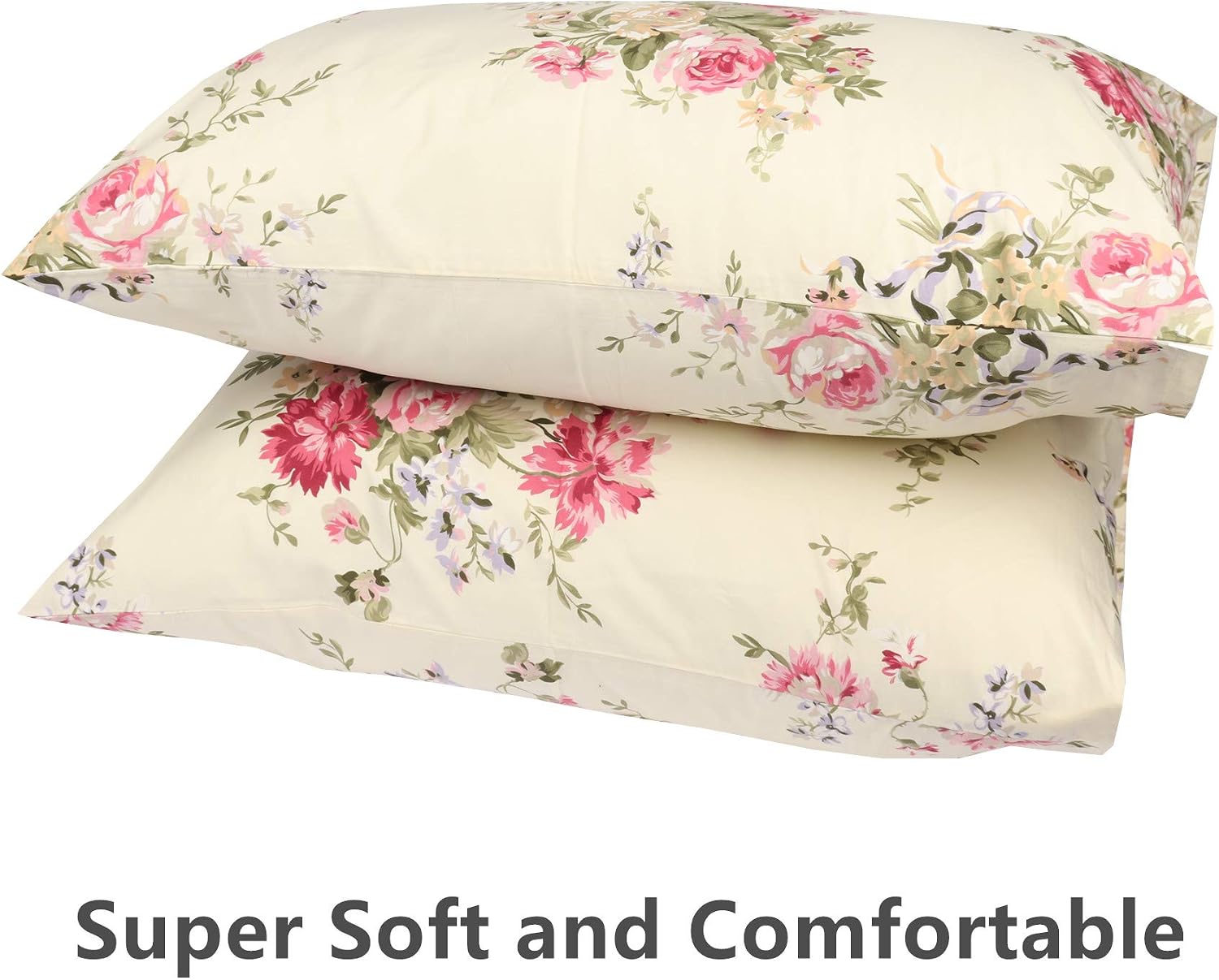 Luxury Pillowcases Set of 2, 600 Thread Count 100% Cotton Queen Size Pillow Covers