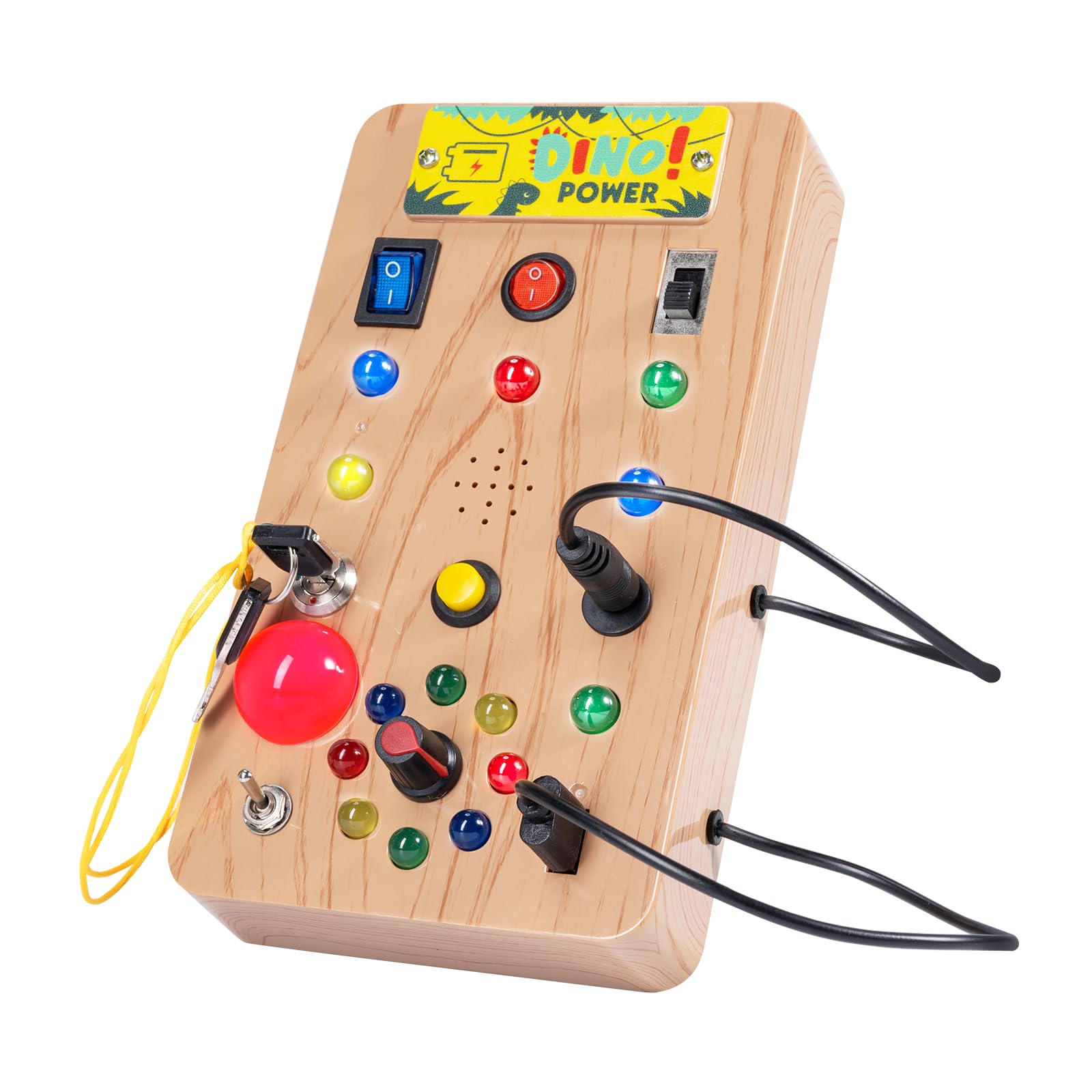 Carehabi Tableau Montessori Busy Board,Jouet Sensoriel éducatif pour Bébé 1 2 3 4 Ans,Tableau d'activités Electroniques avec 6 Interrupteurs,14 Lumières LED pour Cadeau de Noël et d'anniversaire