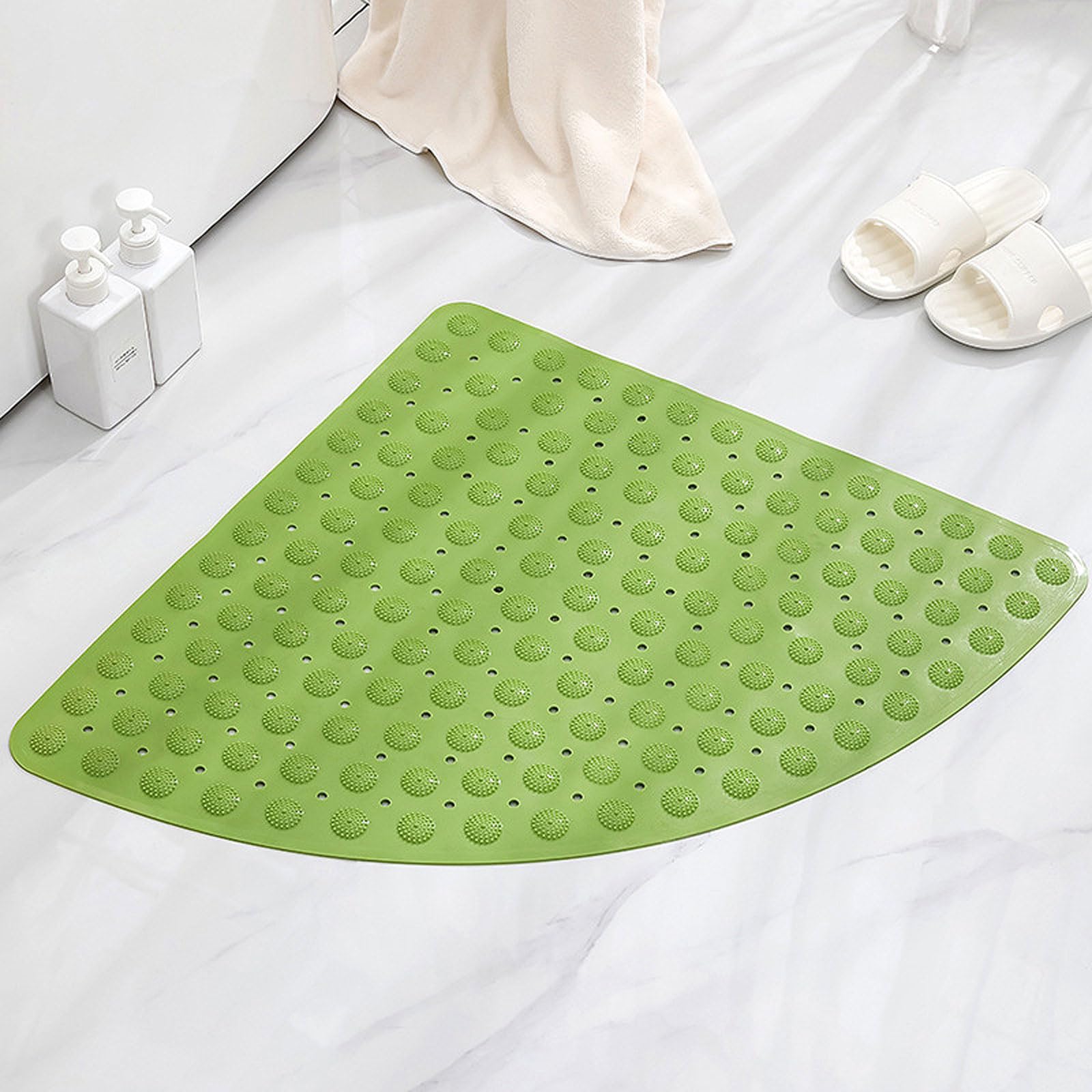 Enigmaire Corner Shower Mat,Quadrant Sector Safety Mats,Shower Mats For Inside Shower,Triangle Shower Mats,Fan-shaped,Massage,Non Slip,Washable,Anti-Bacterial,Anti Mould,For Inside Shower