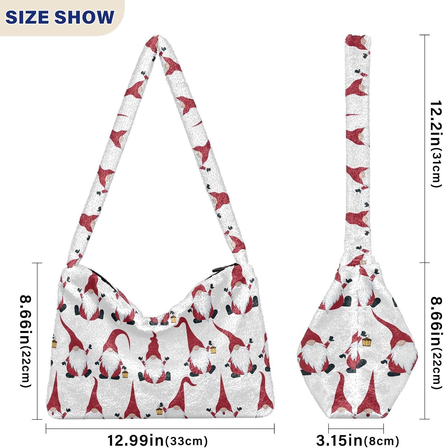 senya Plush Underarm Bag Christmas Snowflakes Fall Winter Tote Bag - Image 5