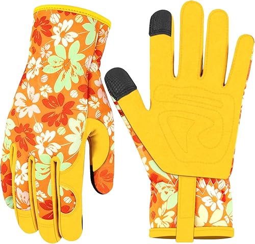 Miniatura 25 de Guantes de Jardinería de Cuero MERTURN para Mujeres, Guantes de Jardín a Prueba de Espinas, Guantes de Trabajo Compatibles con Pantalla Táctil
