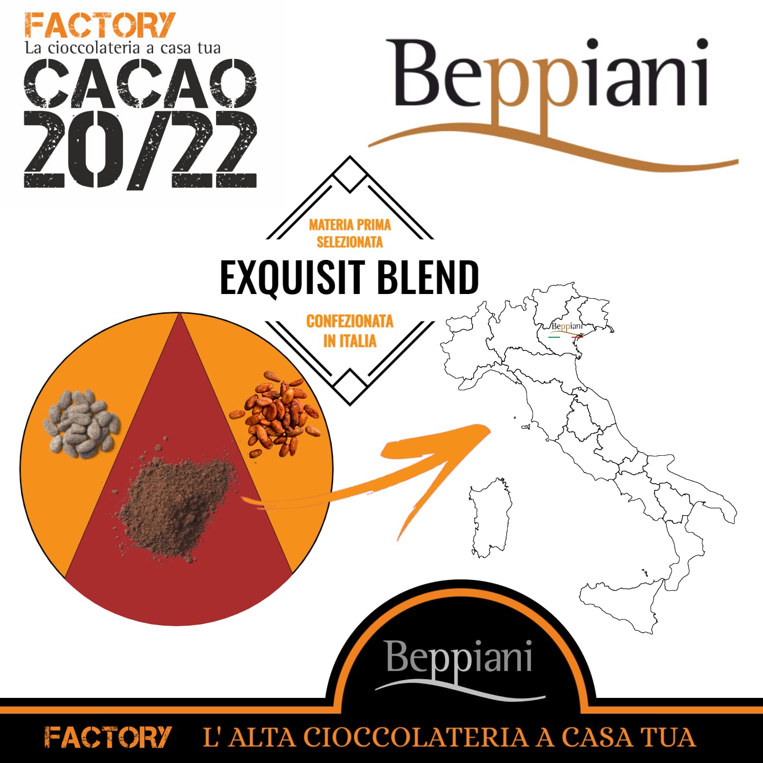 Cacao in polvere Beppiani – gluten free- adatto per glasse, cioccolata, cioccolata calda, tiramisù, prodotto professionale, usato nelle cioccolatiere internazionali, confezionato in Italia