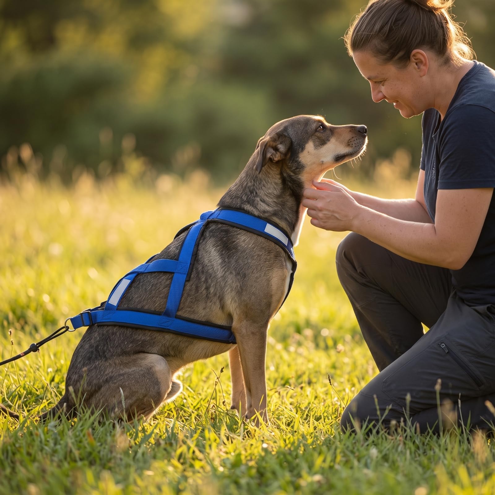 predolo Pettorina da Traino Imbottita Pettorina con Strisce Riflettenti Professionale per Cani, Passeggiate Notturne, Array, Blu, 3XL