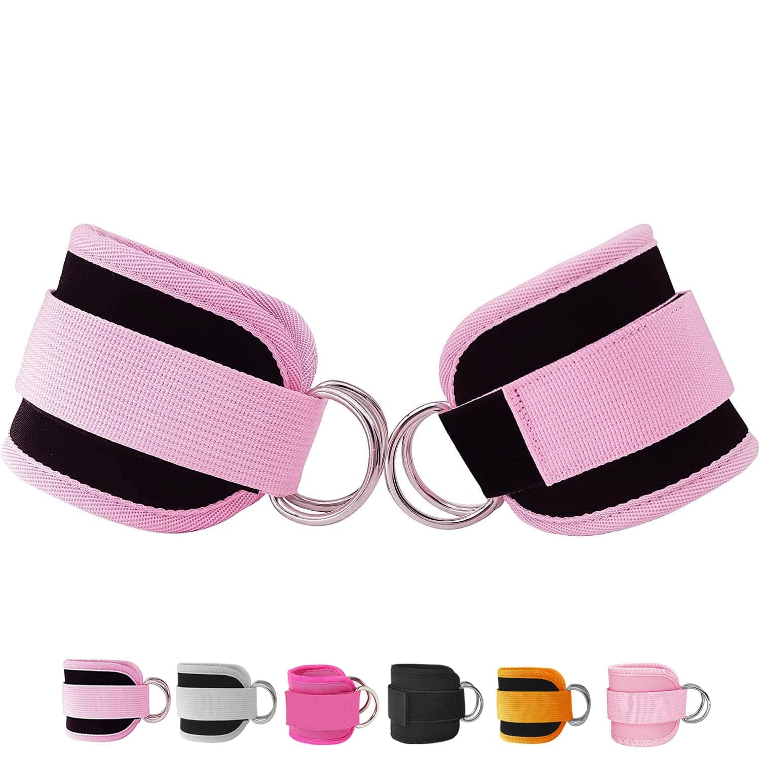 Langmeil Fitness Ankle Straps for Cable Machines, 2 Pack Comfortable Adjustable Padded Ankle Wrist Cuffs, Kickback Glute Workouts for Men Women,