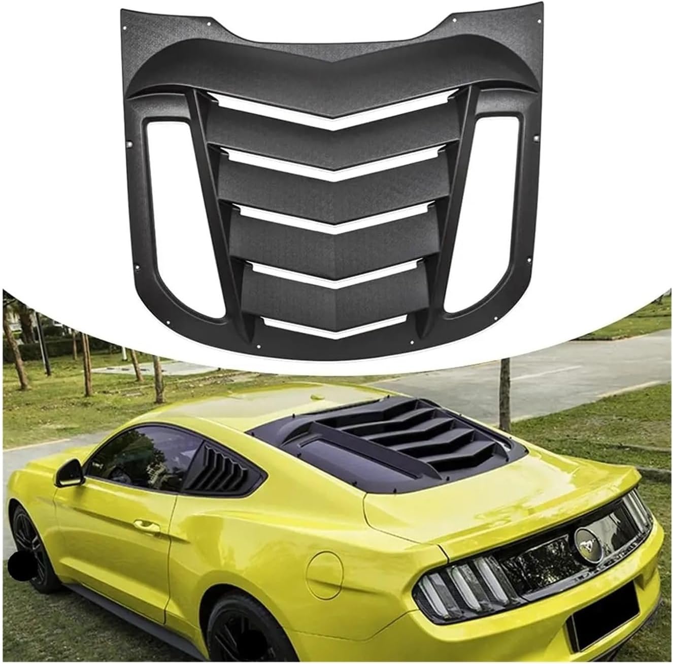 TENG MILE ABS Rear Window Louvers In Matte Black Compatible For Ford Mustang 2015 2016 2017 2018 2019 2020 2021 2022 2023