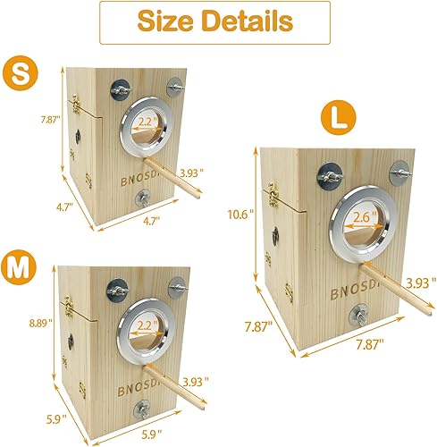 Miniatura 8 de BNOSDM Caja nido de periquitos transparente para cría de pájaros, caja nido de madera natural para pájaros con fibra de coco para tortolitos conure