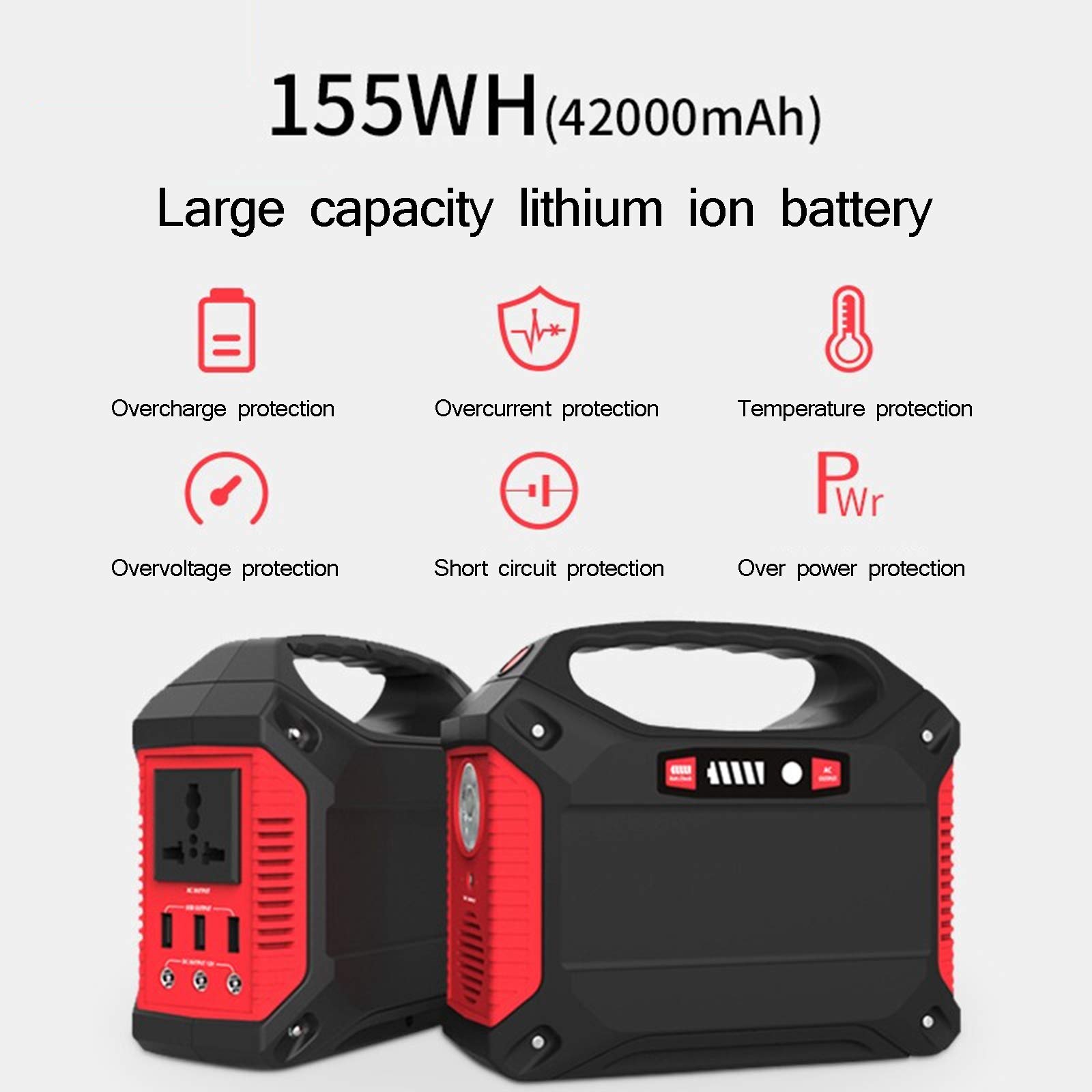 Przenośna elektrownia zasilająca, ładowarka 42000 mAh, akumulator litowy zapasowy 220 V generator gniazdo prądu przemiennego zasilania USB do użytku na zewnątrz Camping TravelEmergency