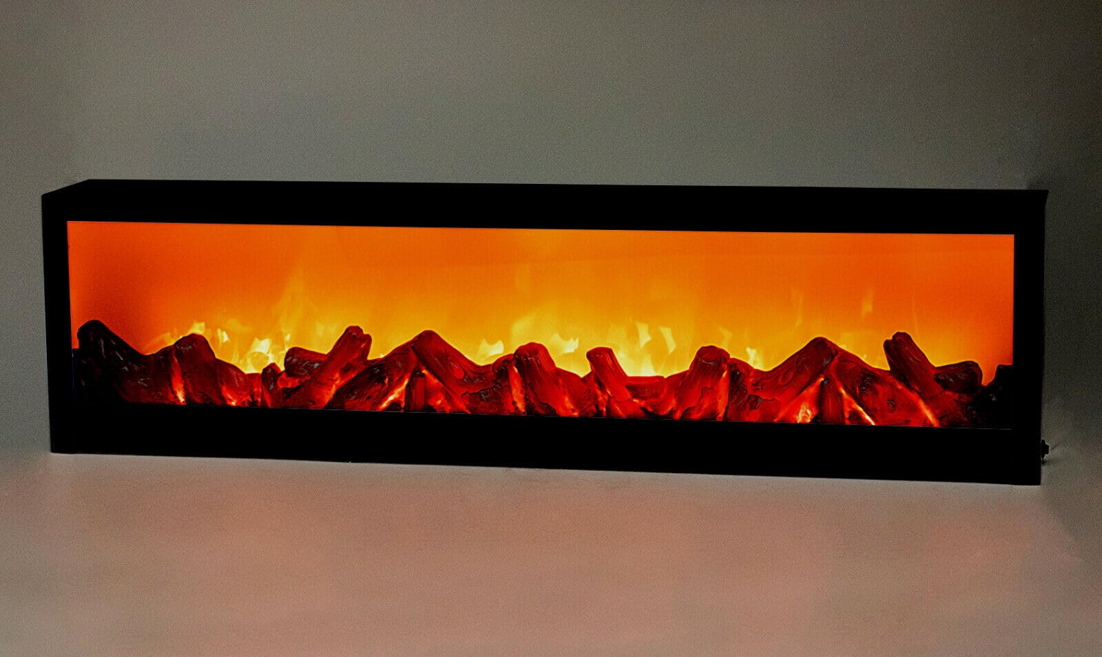 LED Wandkamin Tischkamin Elektrokamin mit realistischer Flammensimulation Kaminfeuer Feuersimulation schwarz inkl. Fernbedienung 60x20cm