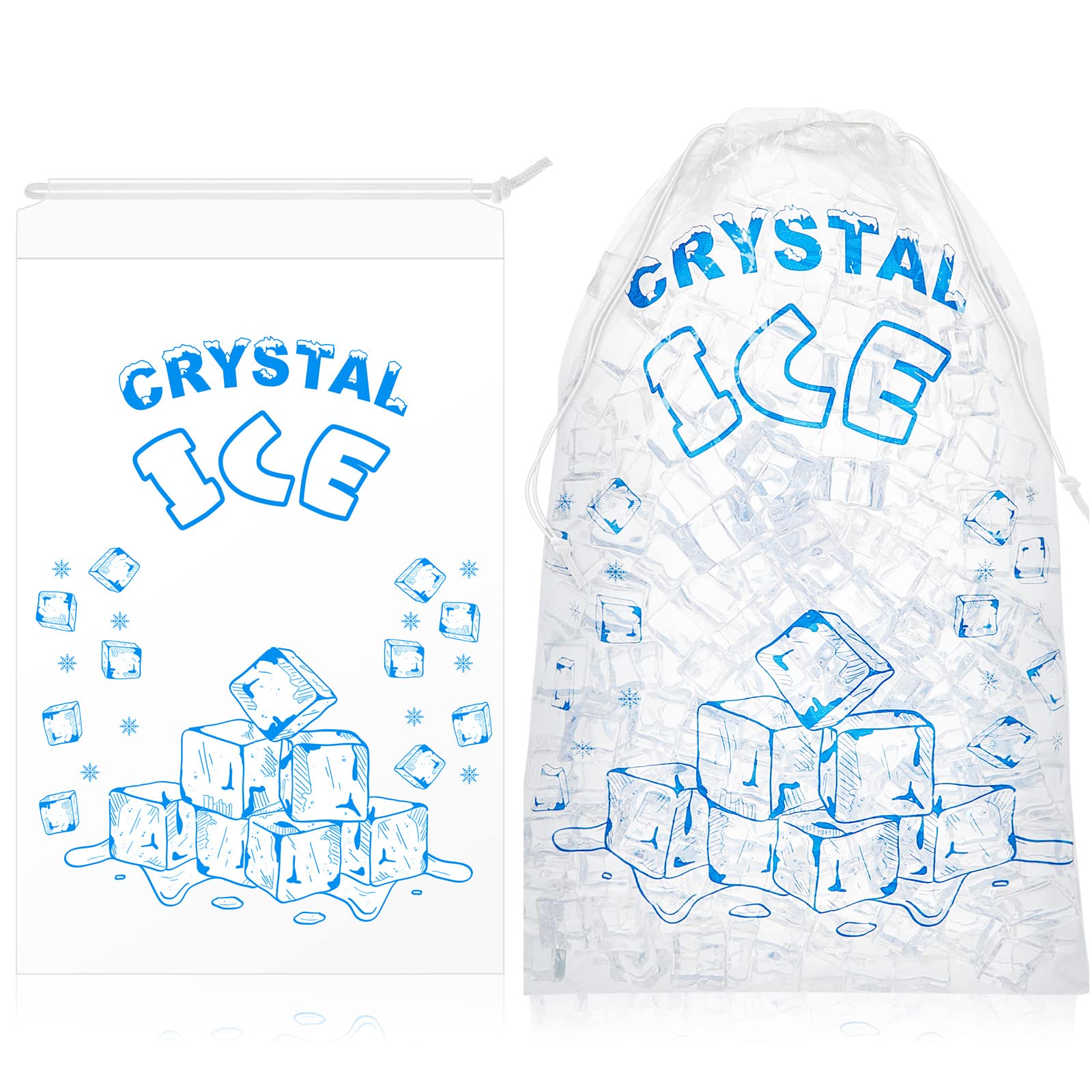 1000 Pcs Plastic ice packs 8 lb ice packs with Drawstring Heavy Duty Reusable Bag for Party, Activity, Picnic, Travel