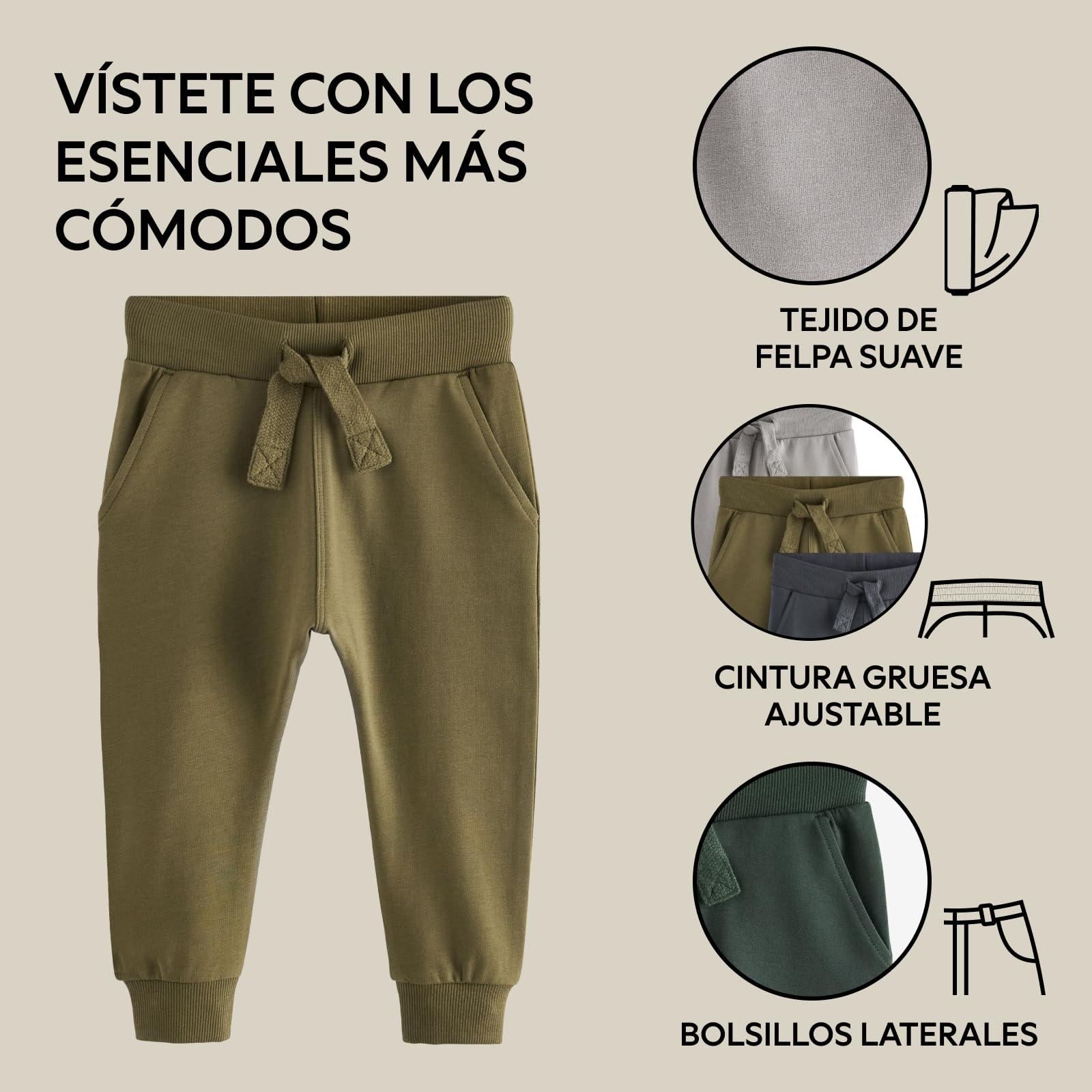 NEXT Niños Pack de 5 Pantalones de chándal de Corte Ajustado