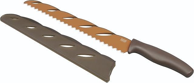 Kuhn Rikon Colori Bread Knife. Japanese Stainless Steel Bread Knife with Cover. Serrated Knife, Bread, Baguettes & Pastry. Chefs Kitchen Knives 40.5cm