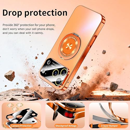 Miniatura 6 de Funda para iPhone 17 Pro Max con soporte magnético giratorio cubierta de cámara integrada compatible con MagSafe Funda delgada de protección a