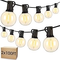Vista 11 de Mlambert Luces de Cadena LED para Exteriores de 300 Pies (3x100 Pies) Regulables Impermeables G40 Globo Luces de Patio con 150+7 Bombillas Blanco