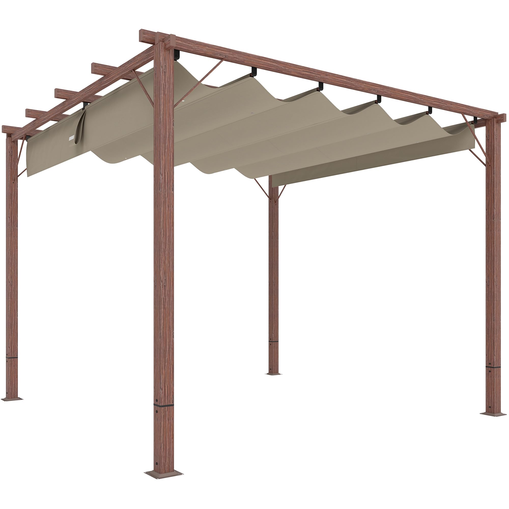 Outsunny Pergola Freistehend, 299x296x232 cm mit magnetischem Pad und verstellbarem Dach