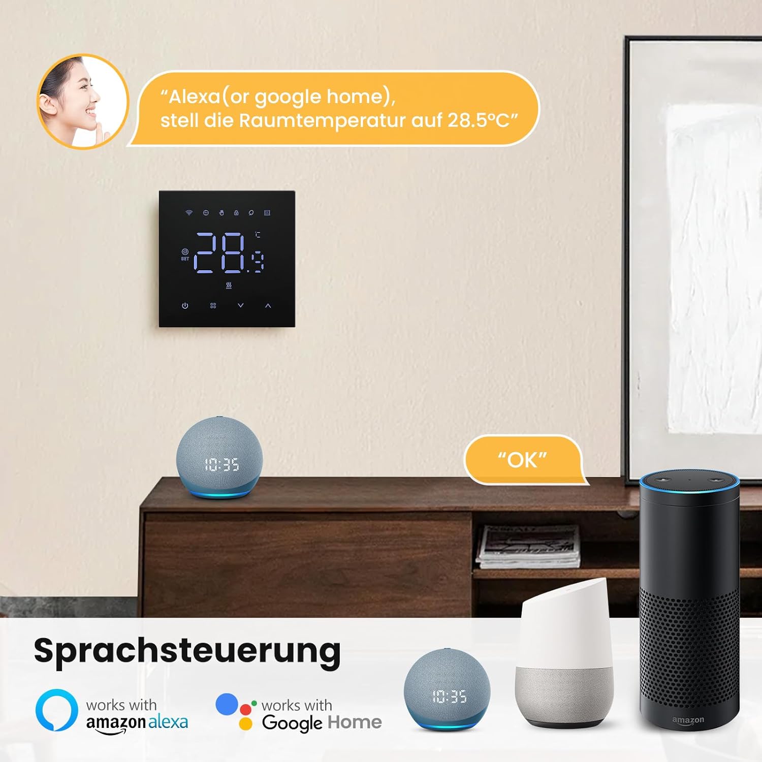 Thermostat Voice Control with Alexa and Google Home