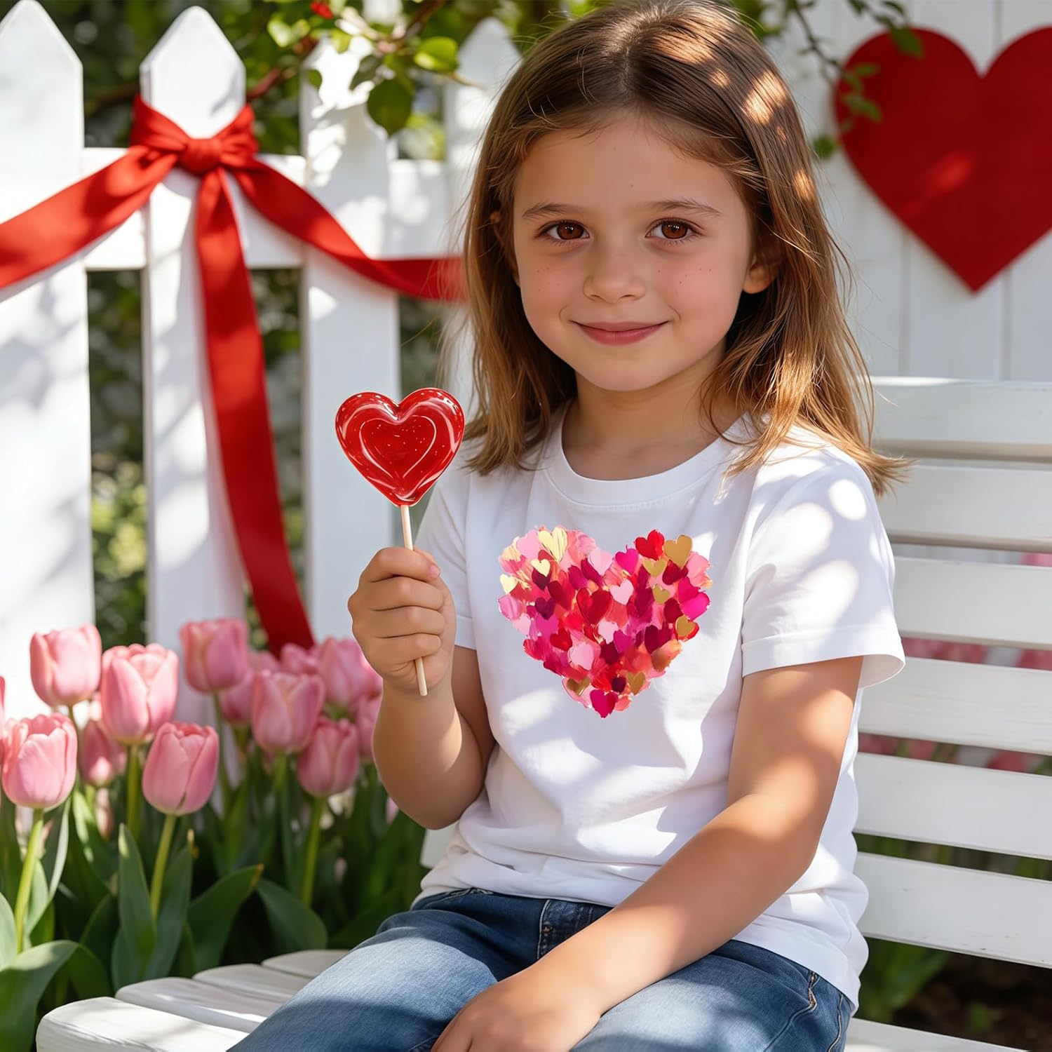 Girls Valentines Day Shirt Kids Cute Love Heart Graphic T-Shirts Toddler Valentine Short Sleeve Tee 2026 (3-10 Years) - Image 3