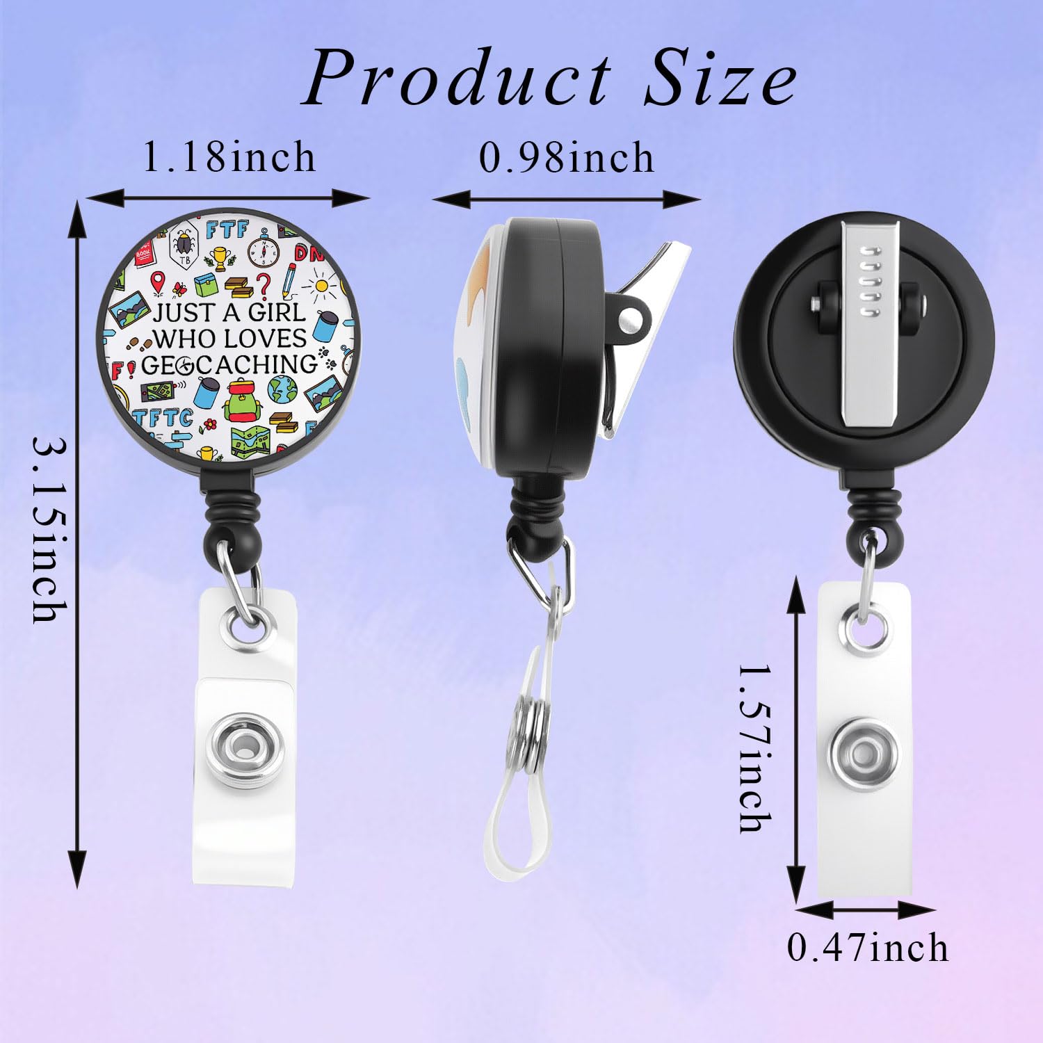 PLITI Geocache Gift Geocacher Gift Treasure Hunter Gifts Just a Gi-rl Who Loves Geocaching Nursing ID Reel for Outdoor Lover (Loves Geocaching badgeU) - Image 2
