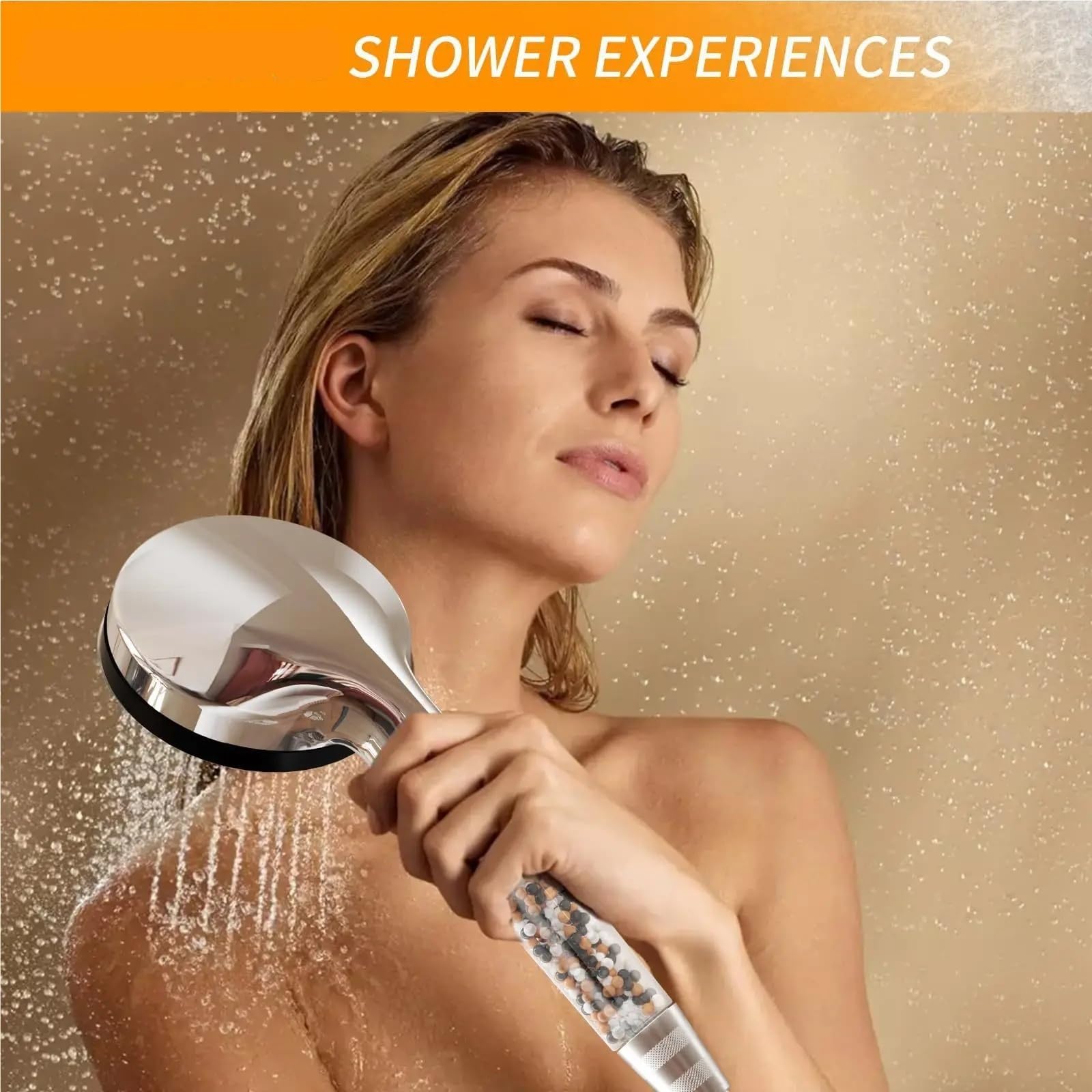 Alcachofa de ducha 5-speed Water Adjustment Filter Shower Head High Pressure Negative Ion Hard Softening Set(Black)
