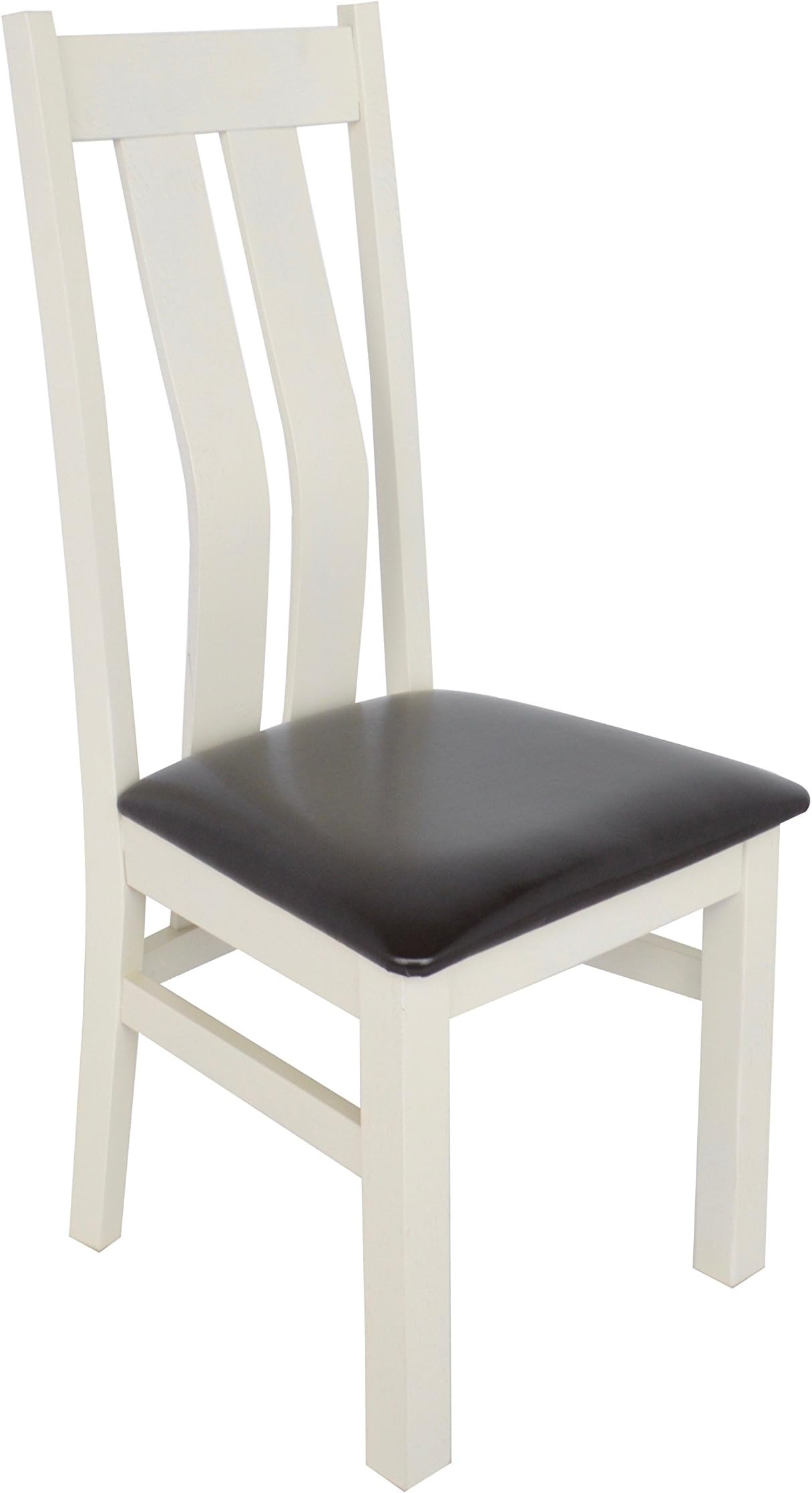 Wren Living 1 PREMIUM CHELSEA DINING CHAIR - HIGH WOODEN BACK - SOLID WOOD & LEATHER - CREAM (1 Chair)