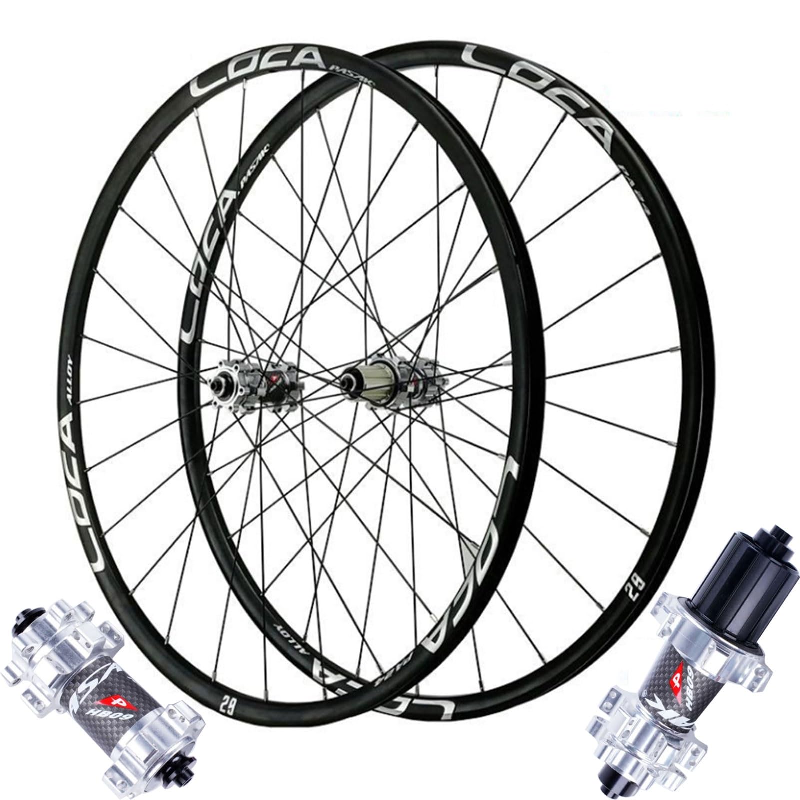 Ruedas para bicicleta de montaña con freno de disco, 26/27,5/29 pulgadas, aleación de aluminio, buje de 24 radios, 2 rodamientos delanteros y 4 traseros, base de torre de 6 garras para cassette de 8-