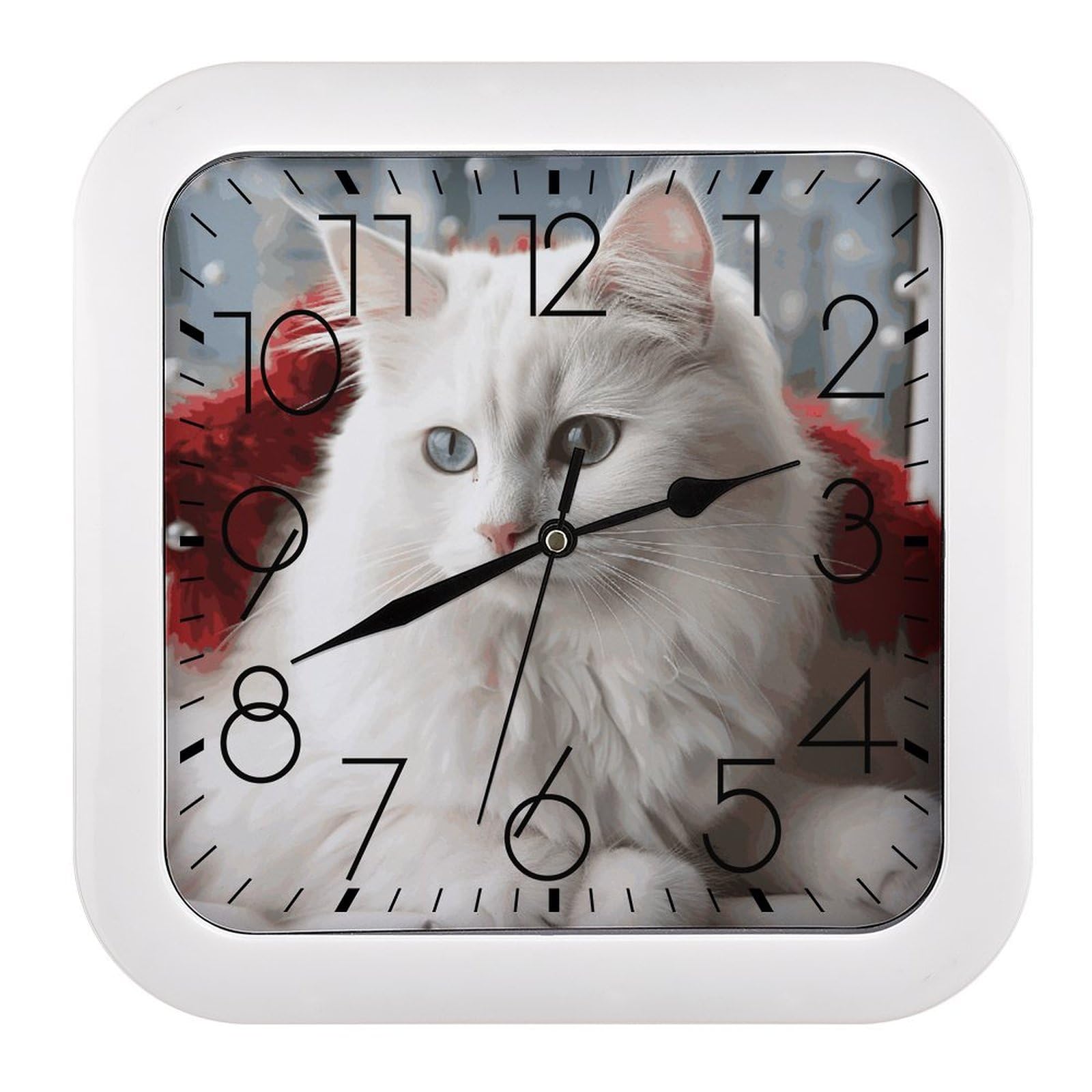 Horloge cuisine chat blanc silencieuse pour une ambiance rétro et zen