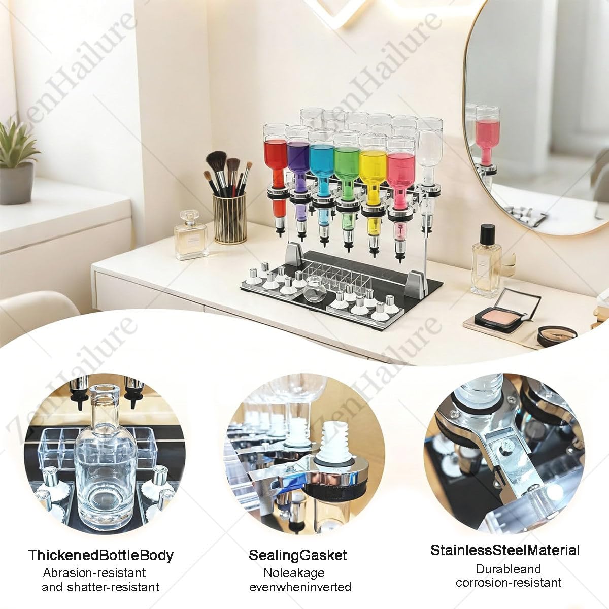 Ręczna pompka dozująca perfumy, zestaw szklanych butelek perfum z 12 stojakami testerowymi, płynny wypełniacz 200 ml, do sklepów i barów, łatwa stacja do napełniania