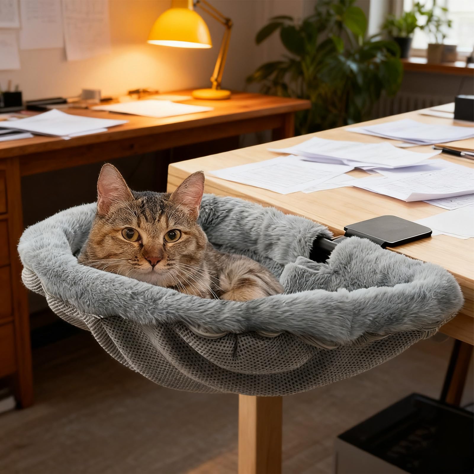 schreibtisch hängematte Katzenbett Schreibtisch, Faltbare Katzen Hängematte, Weich Katzenkorb MARJAQE Swim Buoy,20L Storage all-framesets Befestige zuerst die Klemmen Size:50 x 50 cm / 20 x 20″