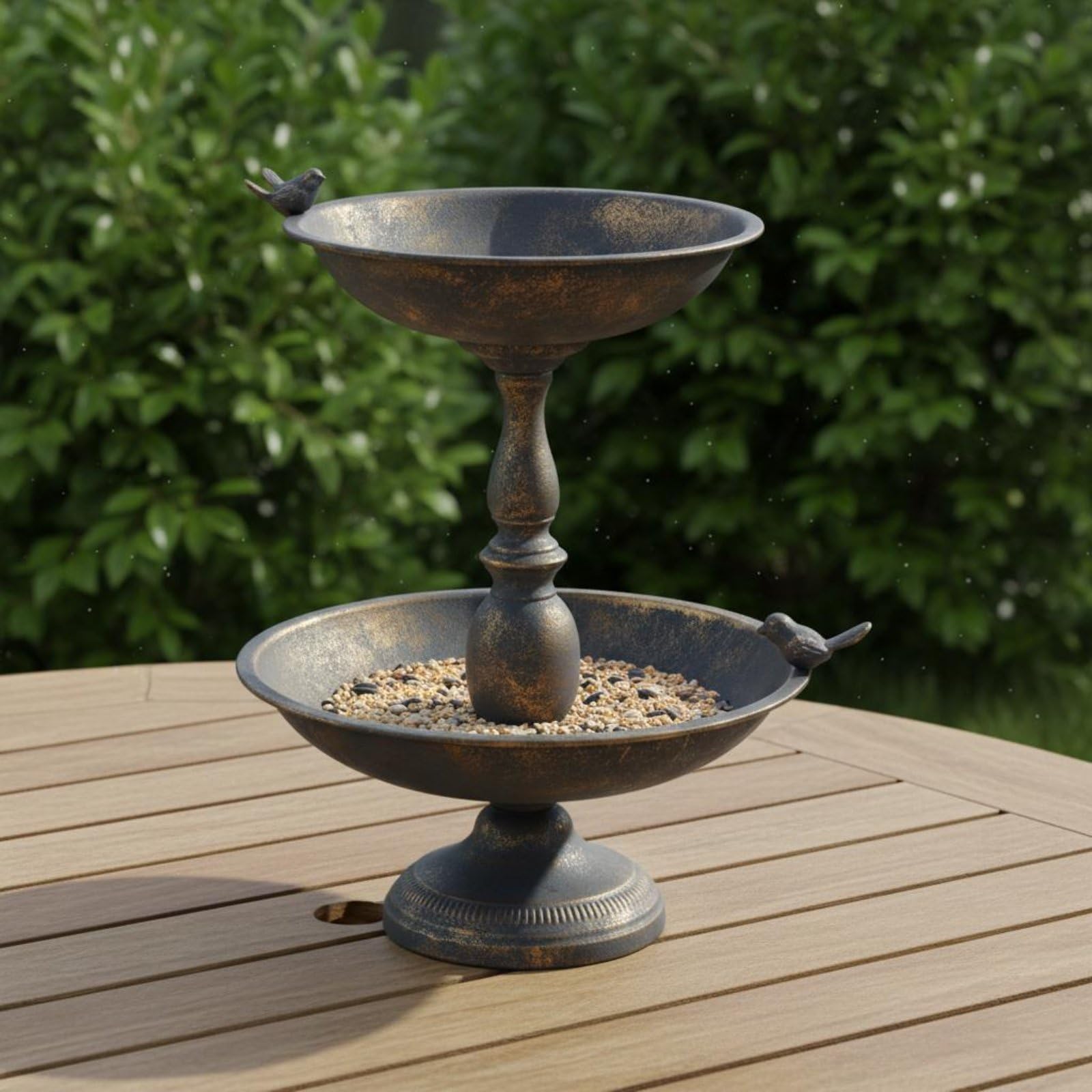 Qianly Alimentador Ornamental Jardín Clásico Colgante Metal Al Libre para Patio, Exterior