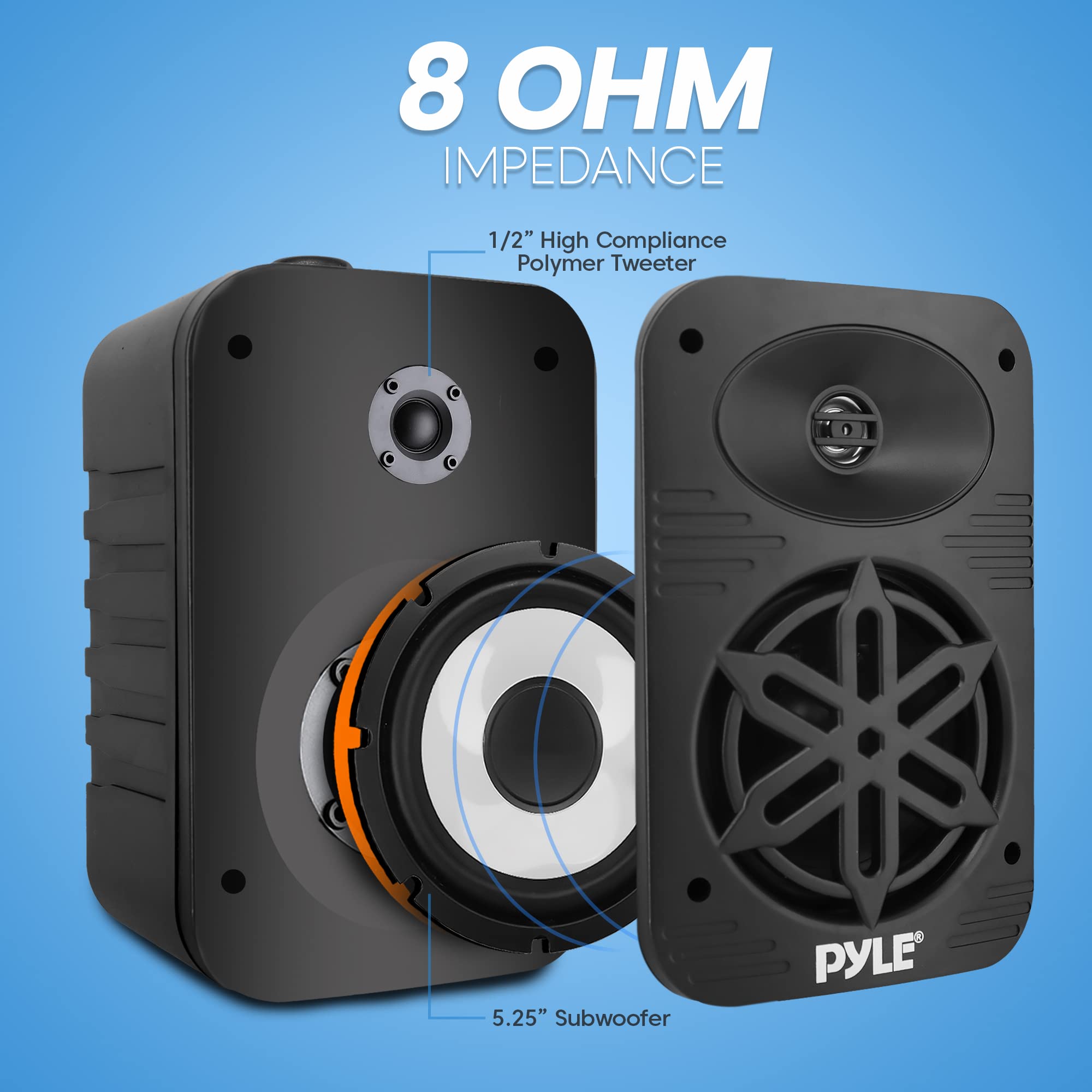 Pyleusa Ramp PyleUsa Indoor Outdoor Speakers Pair - 500 Watt Dual Waterproof 5.25” 2 ...