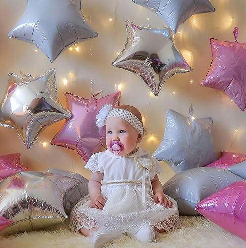 Miniatura 4 de KALOR Globos de Mylar de estrella blanca de 18 pulgadas, 10 globos de helio en forma de estrella para bodas, baby shower, decoraciones de fiesta de