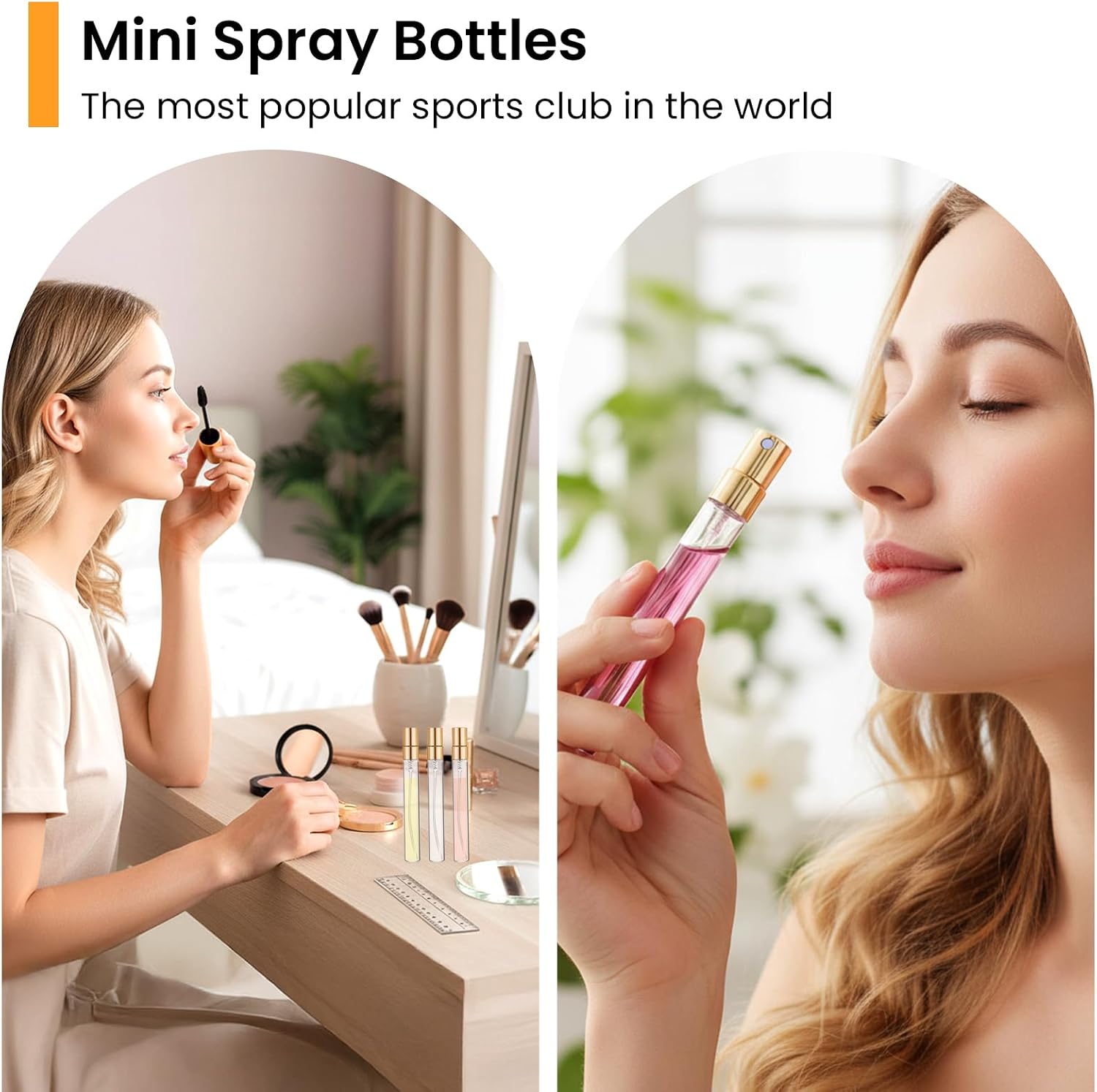 MAQUITA 50 Pcs Mini Spray Bottles 10 ml Clear Glass Perfume Bottles Refillable Fine Mist Perfume Atomizer Portable Empty Sample Containers for Cleaning, Essential Oils, Travel