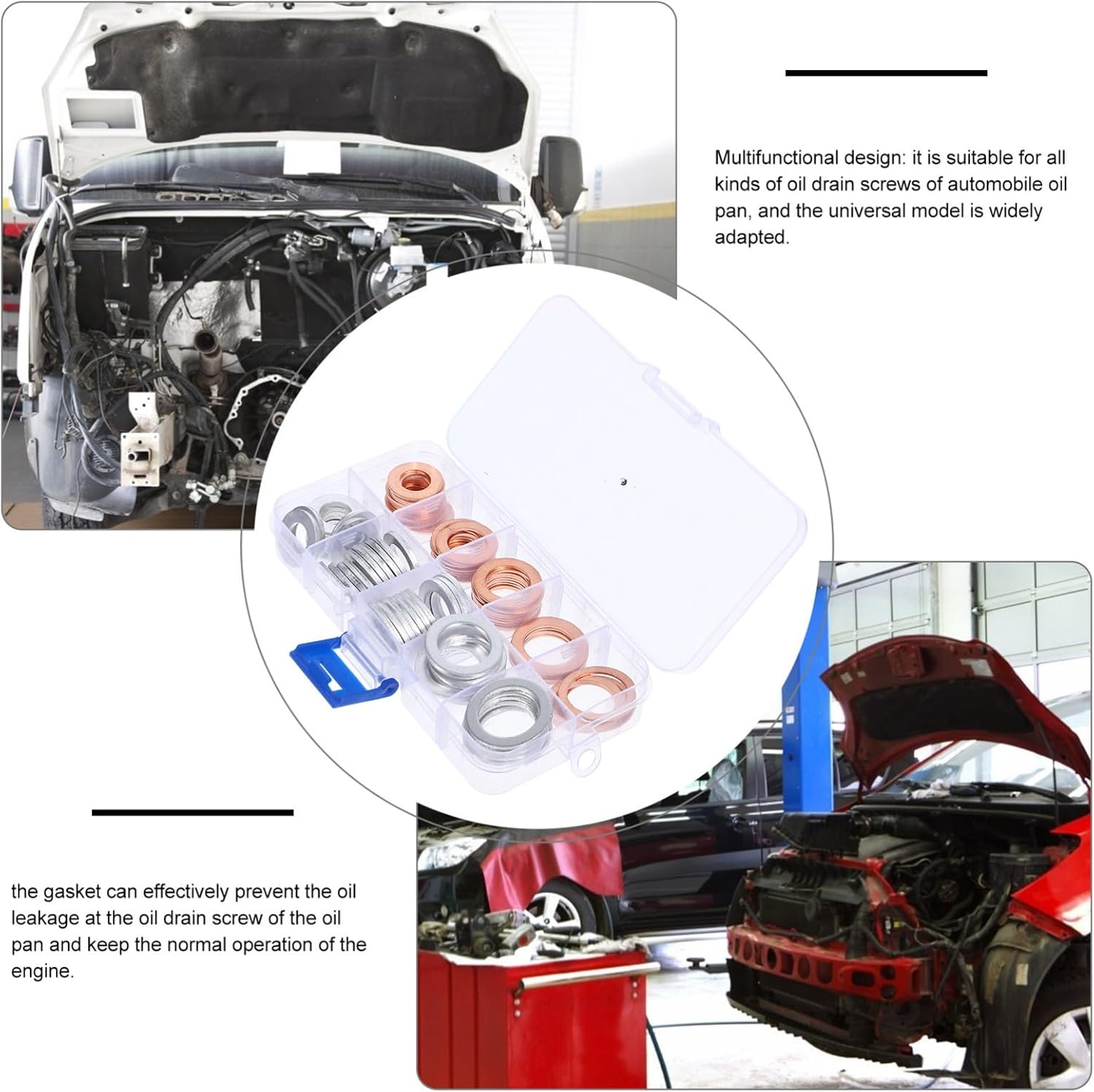 ULTECHNOVO Engine Oil Drain Washer Assortment Gaskets for Automotive Oil Pan Drain Plugs Leakproof Easy to Install Multi Set