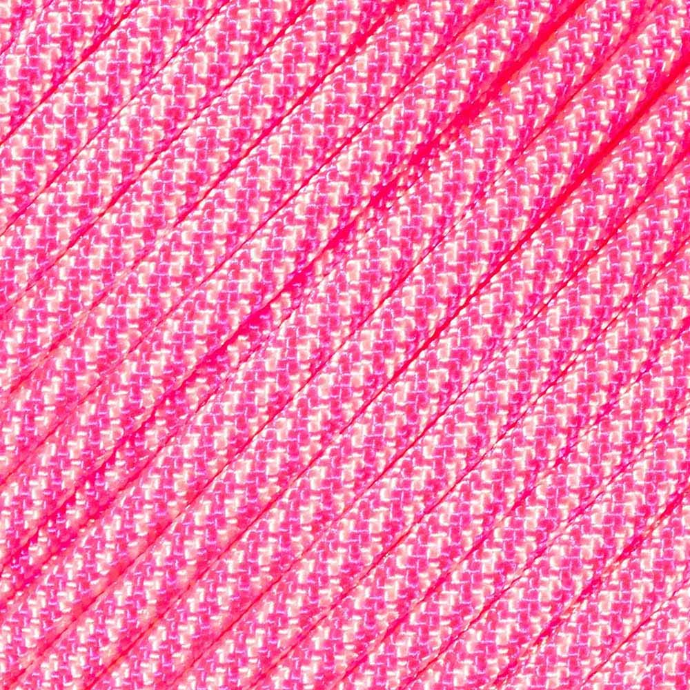 West Coast Paracord Multi Color Nylon Military Paracord 550 Type III 7 Strand Utility Cord Rope - 100 Foot Hanks (Neon Pink Candy Cane)