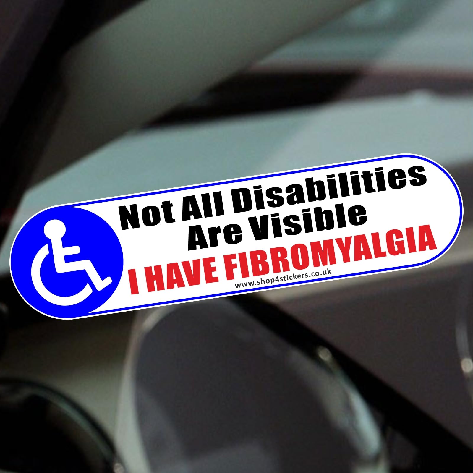 Platinum Place Uv Specialist Full Colour Inks 1 X Df12 Sticker Not All Disabilities Are Visible I Have Fibromyalgia Wheelchair Logo Sign Disabled Car Window Blue Badge Holder Illness Disability Decal 200X50mm (Internal Window To Face Outwards)
