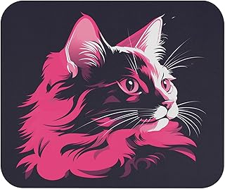 قاعدة ماوس بتصميم قطة وردية وفن جمالي داكن – سطح ناعم، قاعدة غير قابلة للانزلاق، بساط مكتب غير قابل للانزلاق للكمبيوتر واللابتوب